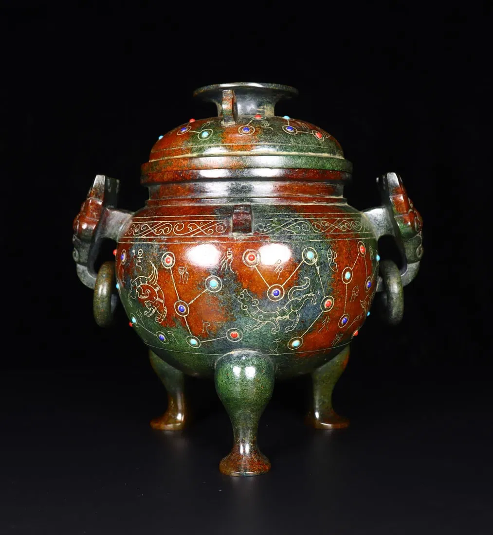 A Exquisite Hotan Jade Auspicious Beast Pattern Censer