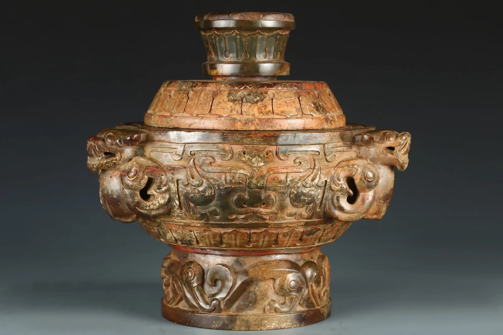 A Exquisite Hotan Jade Beast-Ears Censer