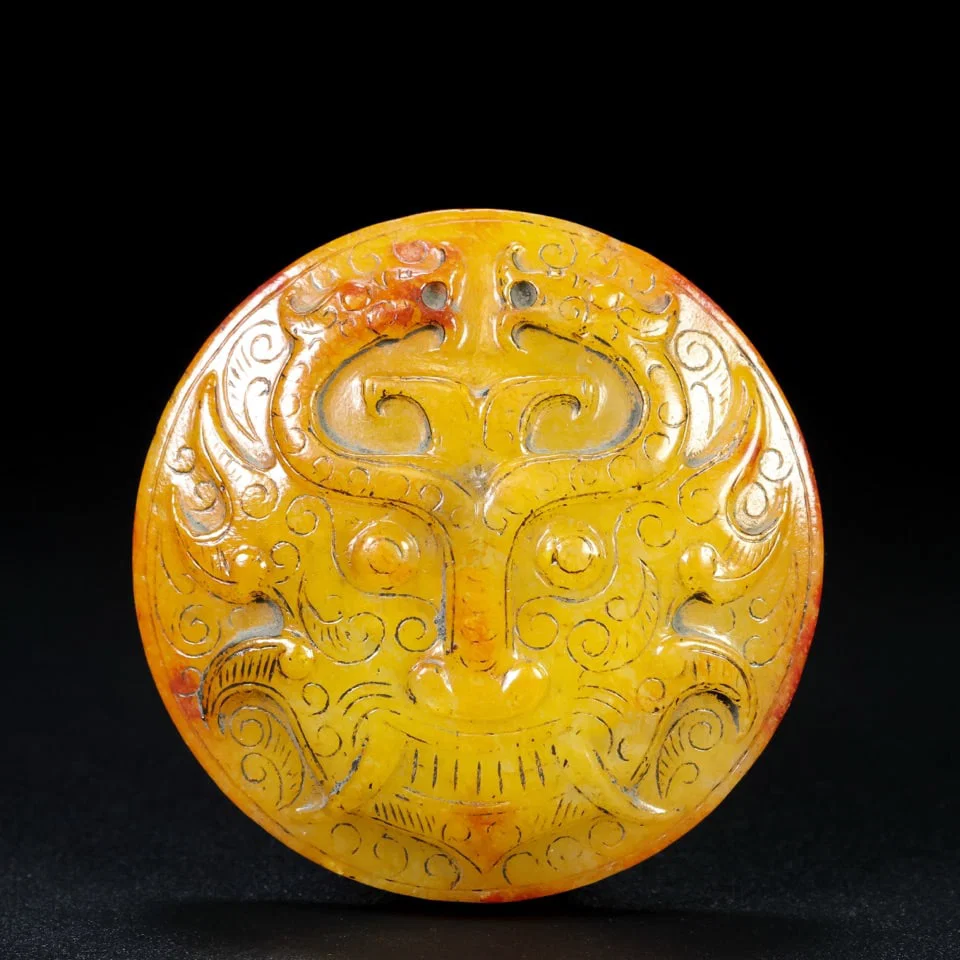 A Exquisite Hotan Jade Buffalo Pattern Belt Buckle