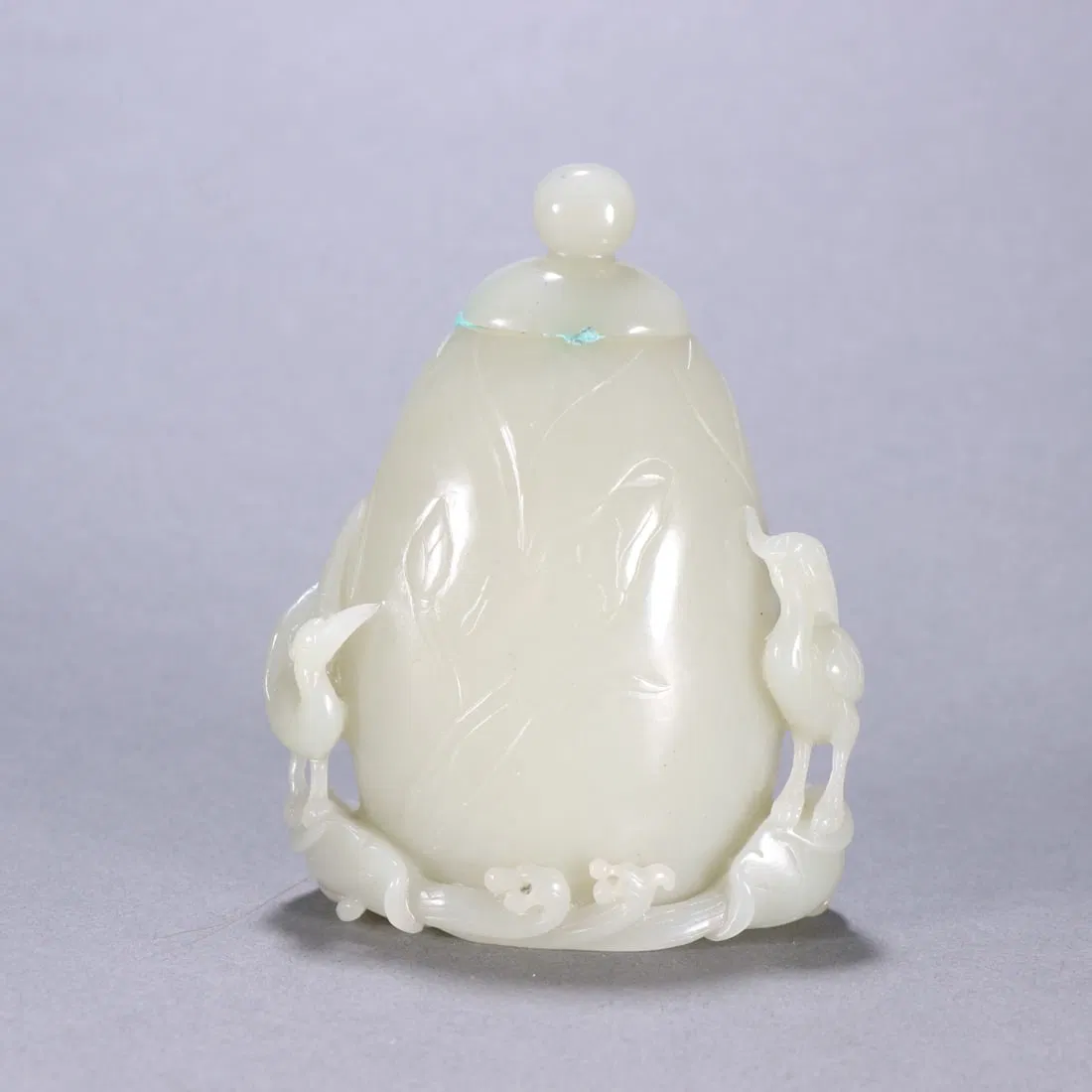 A Exquisite Hotan Jade Crane Pattern Vase