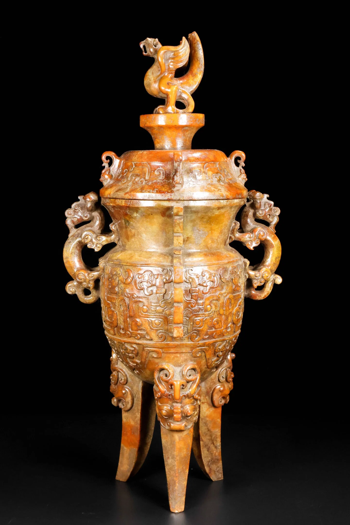 A Exquisite Hotan Jade Dragon Ears Vase