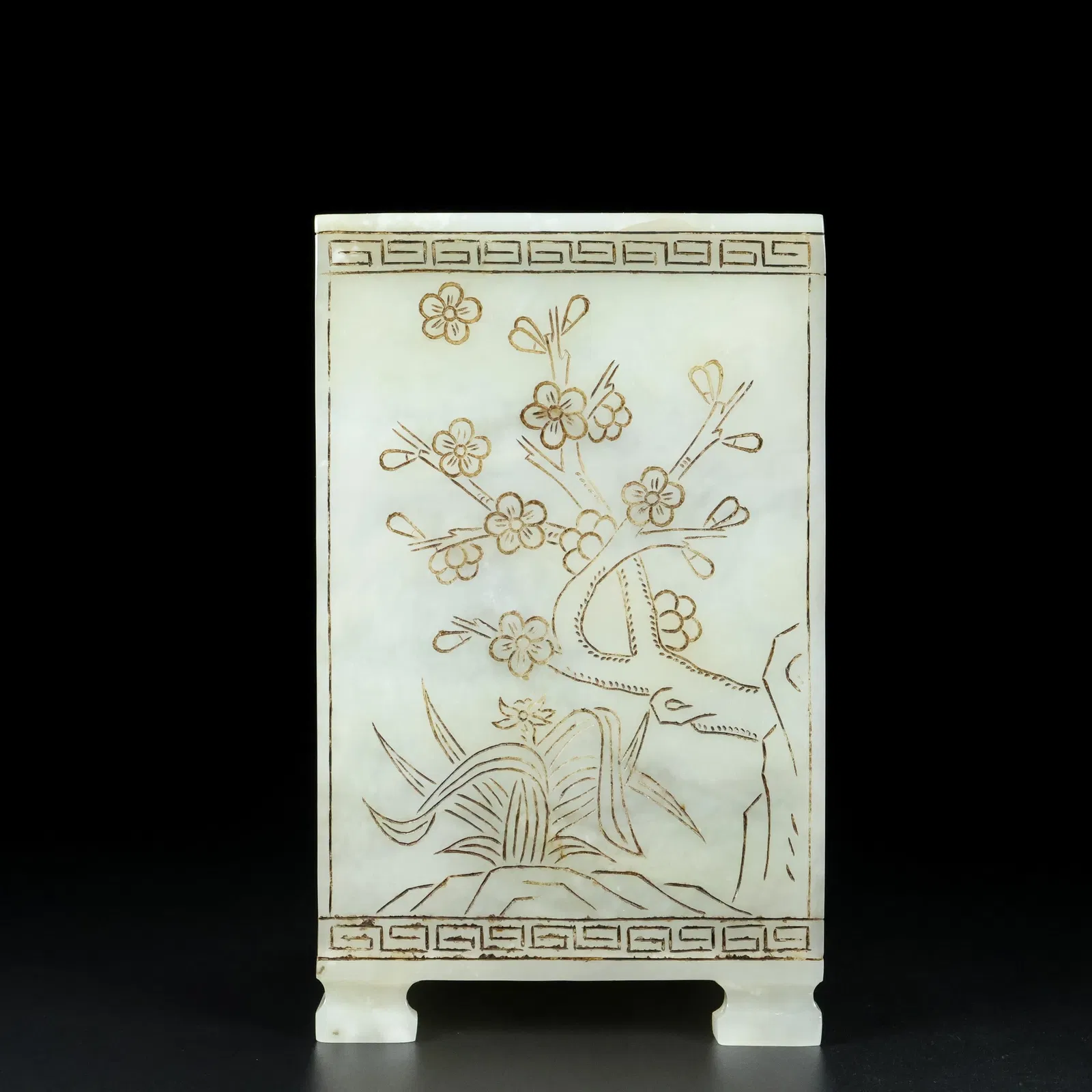 A Exquisite Hotan Jade Flower Pattern Brush Pot