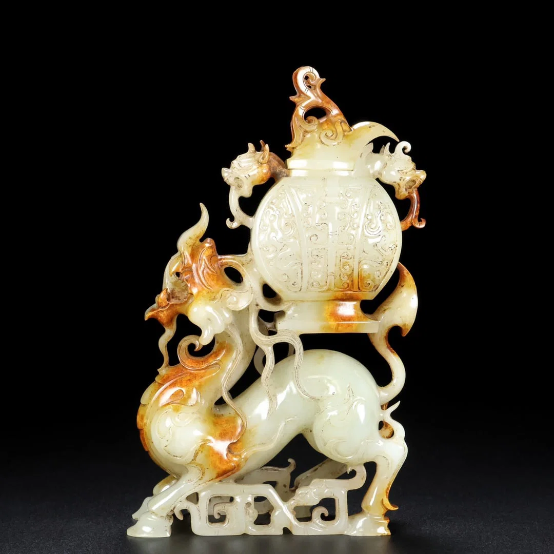 A Exquisite Hotan Jade Kylin Vase