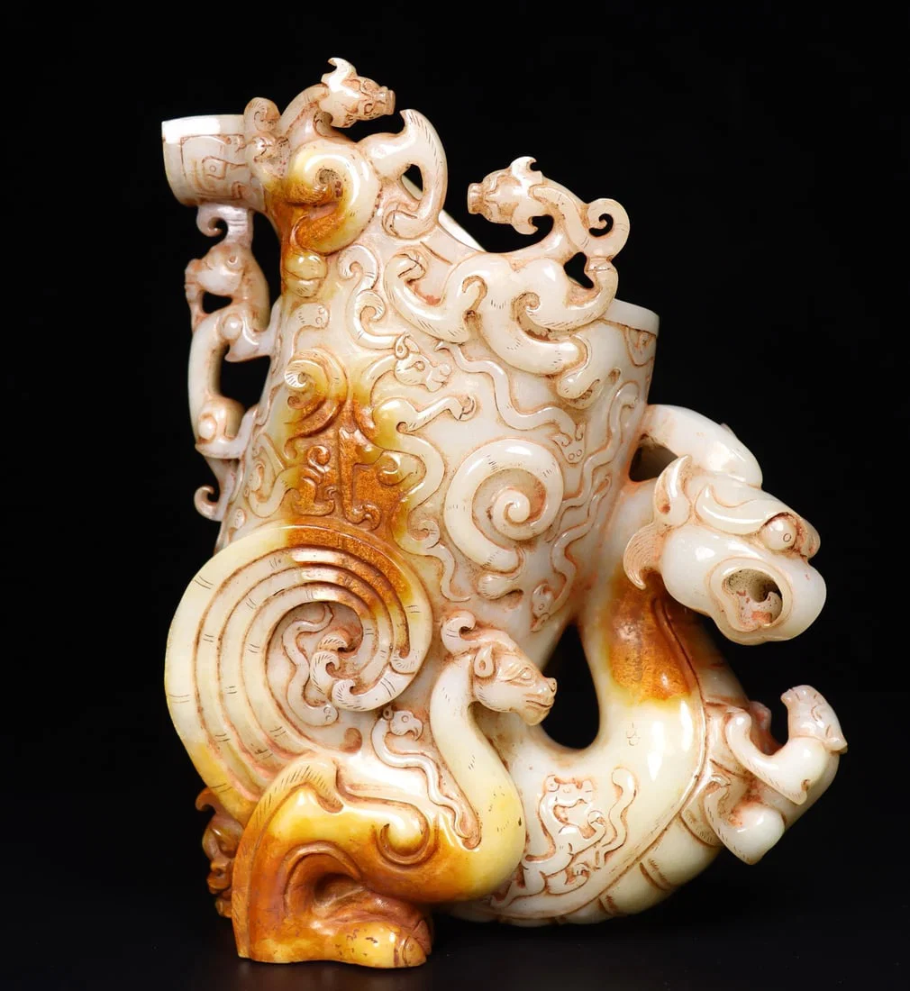 A Exquisite Hotan Jade Phoenix Bird Cup