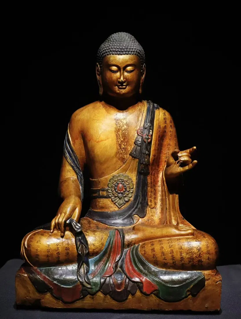 A Exquisite Limestone Gilt Buddha statue Ornament