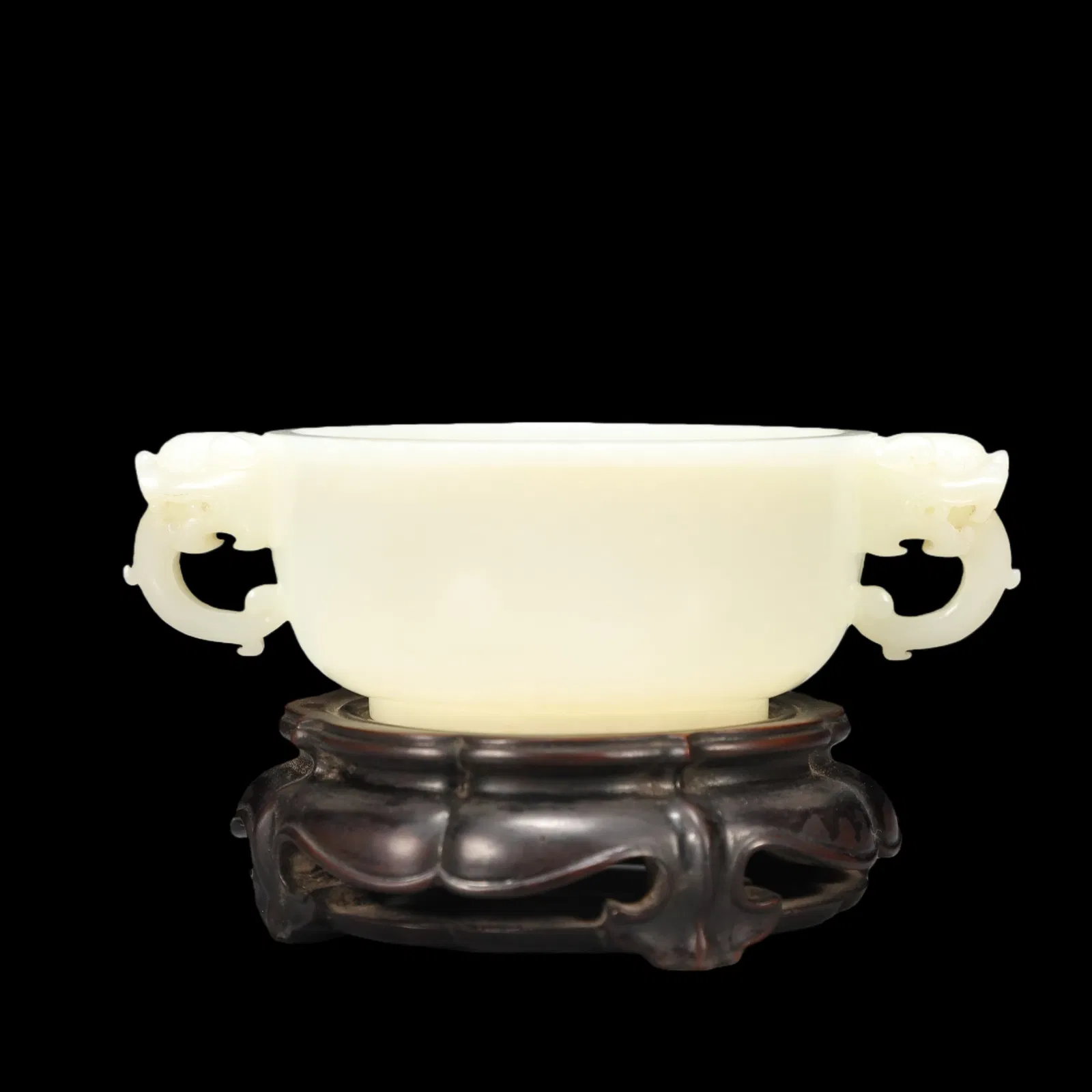 A Exquisite White Jade Double-Ears Censer