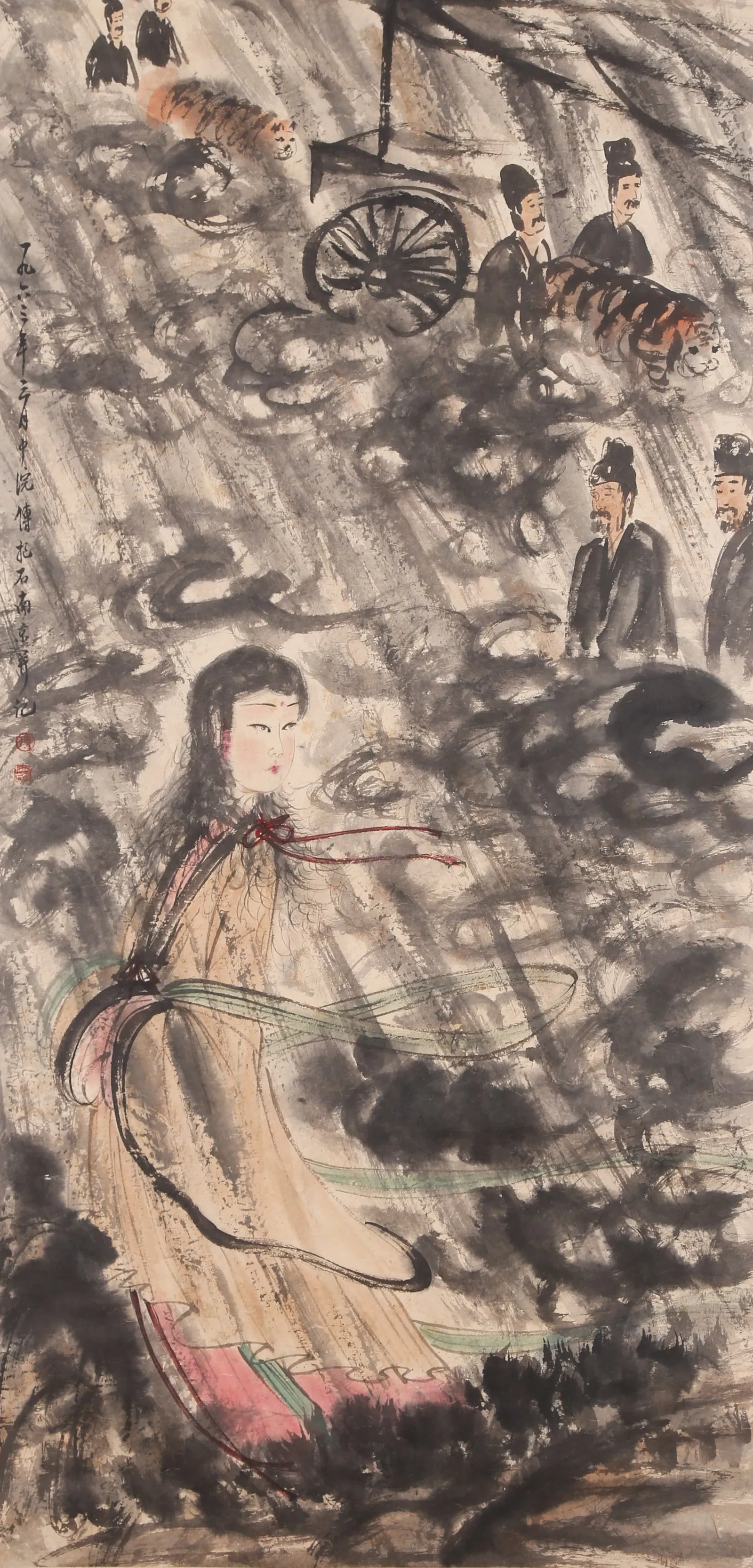 A FIGURE PAINTING ON PAPER BY FU BAOSHI.傅抱石