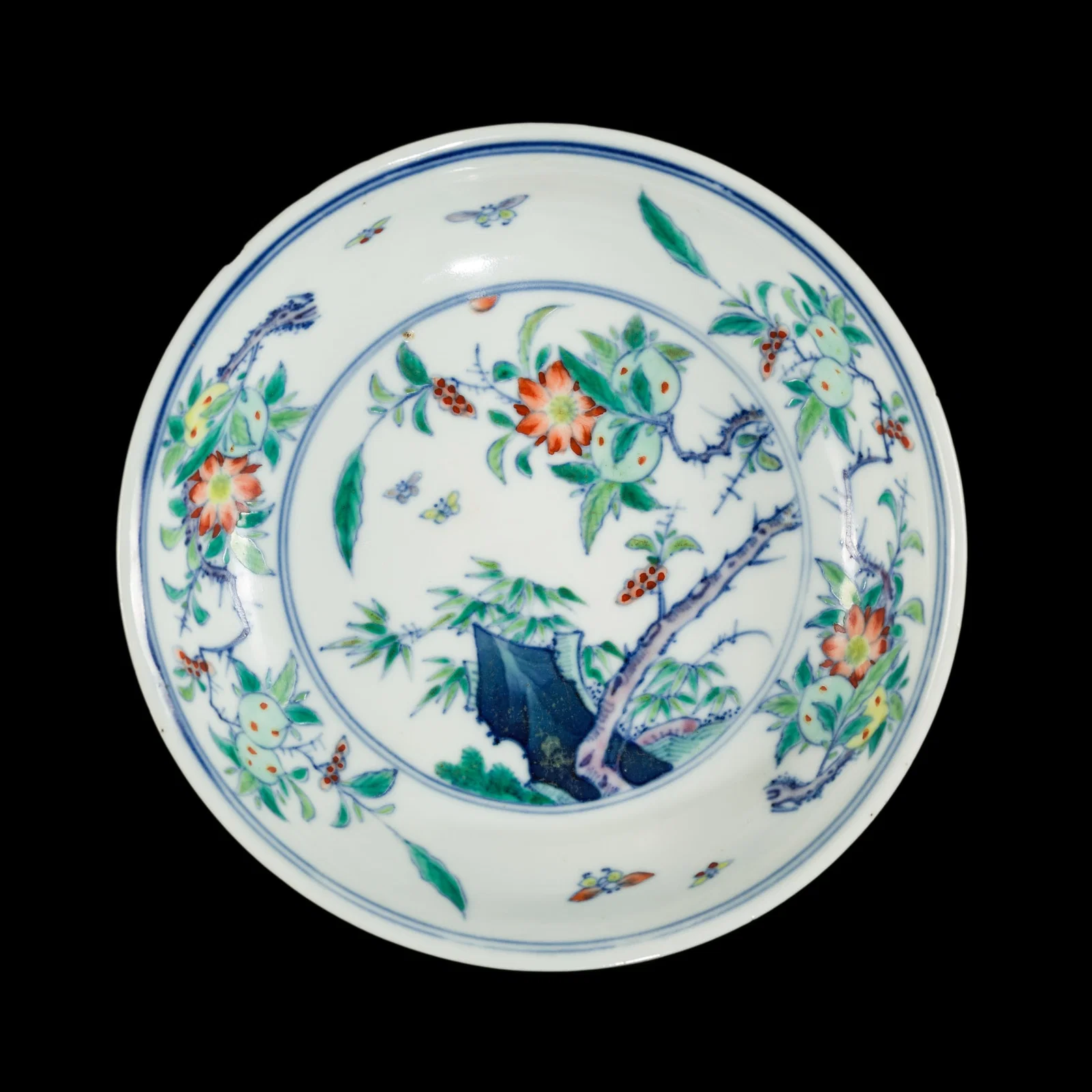 A FINE DOUCAI 'PEACH' DISH, YONGZHENG MARK AND PERIOD