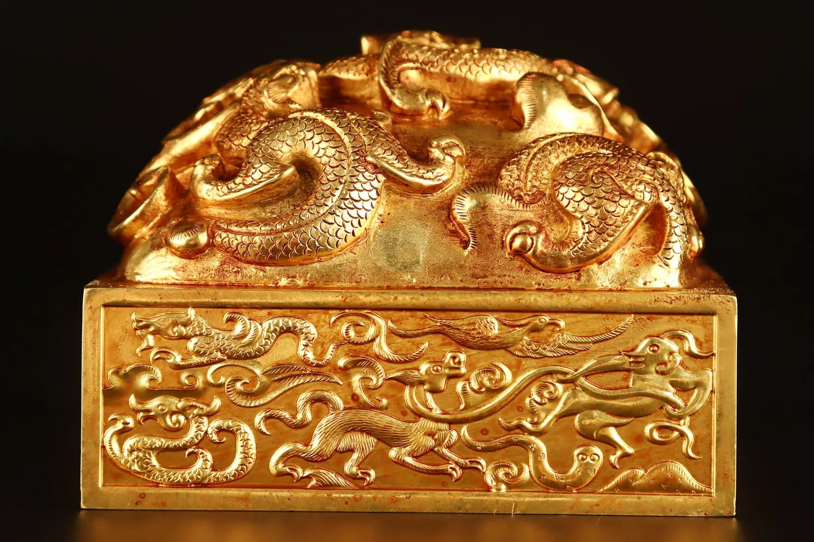 A Fine Gilt Bronze Beast Pattern Seal