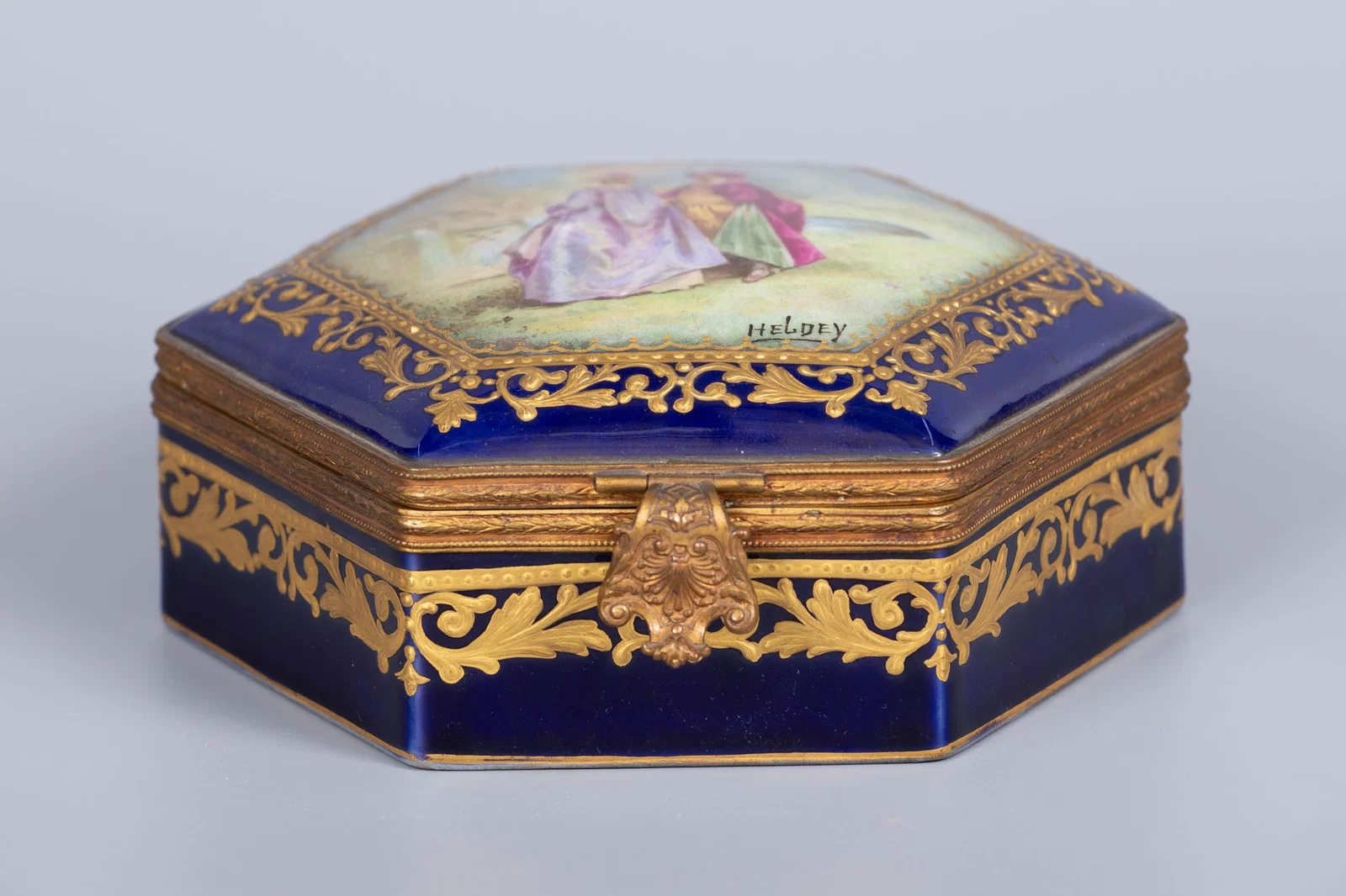 A Fine Sevres Polychrome Porcelain, Brass and Gilt Jewelry Box, France, Late 19th Century