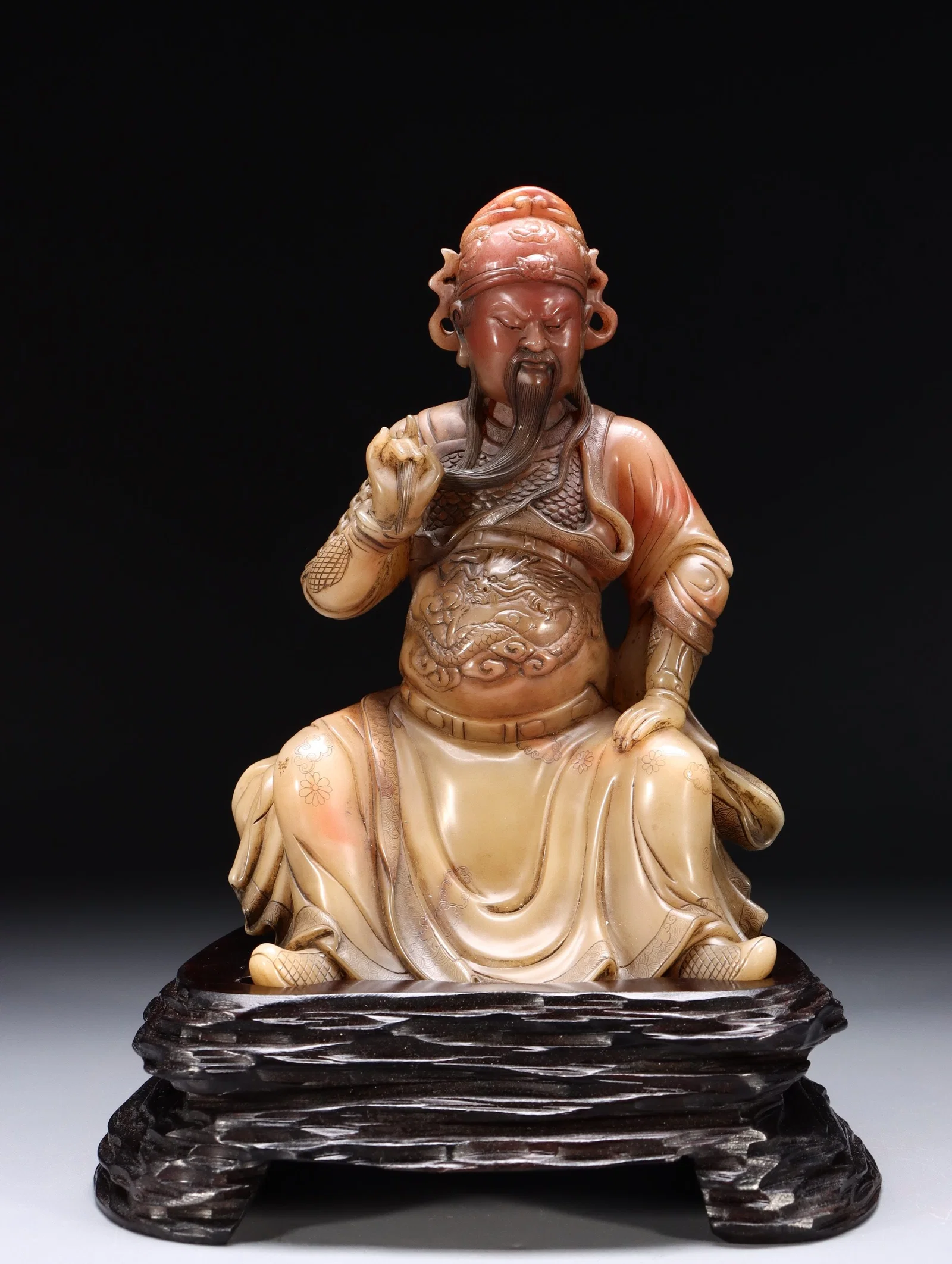 A Fine Shoushan Stone Statue of Guangong