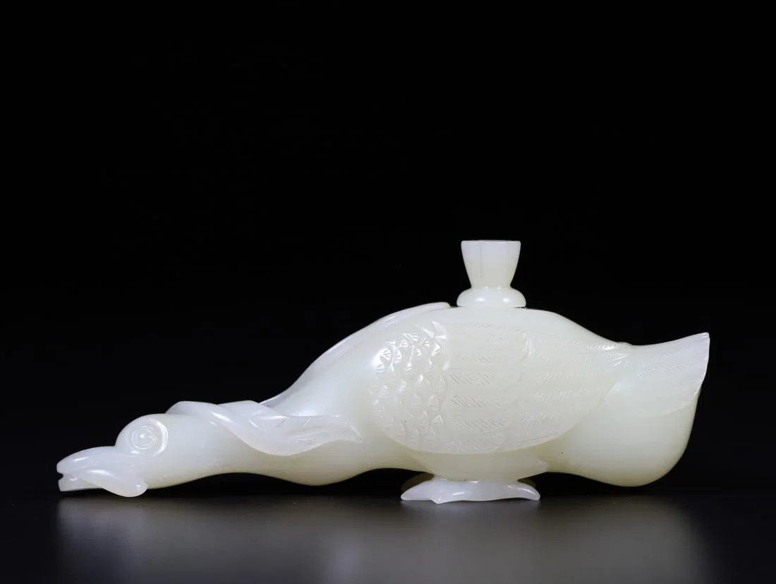 A Fine White Jade Goose Ornament