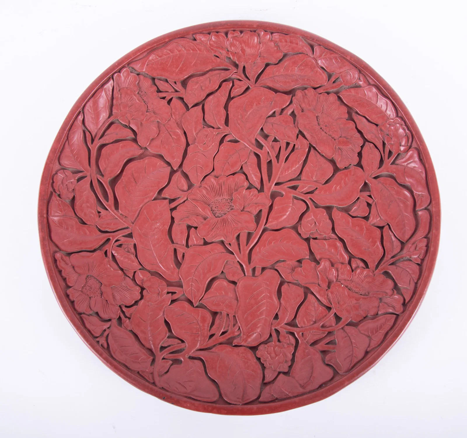 A Finely Detailed Chinese Cinnabar Lacquer Charger