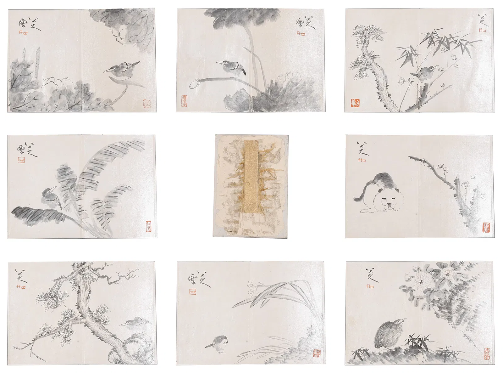 A FLOWER-AND-BIRD PAINTING ALBUM ON PAPER BY BADA SHANREN (18 LEAVES).八大山