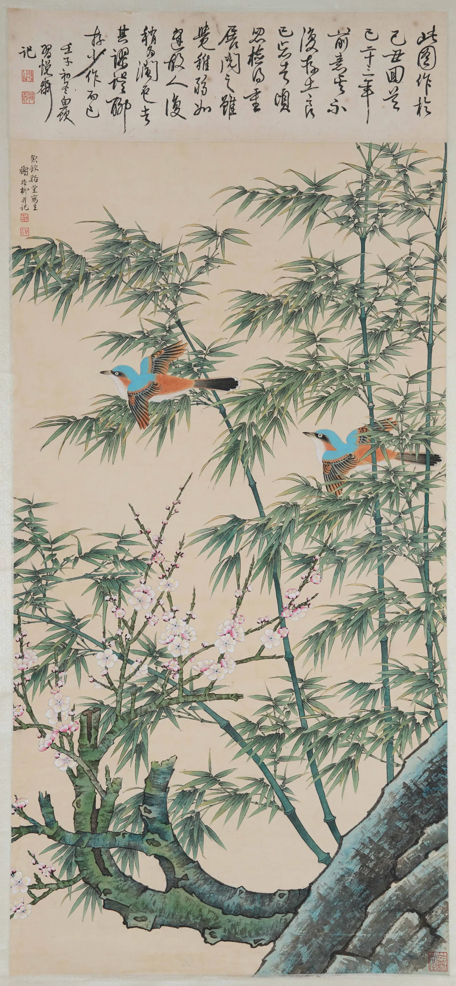 A FLOWER-AND-BIRD PAINTING ON PAPER BY XIE ZHILIU.謝稚柳
