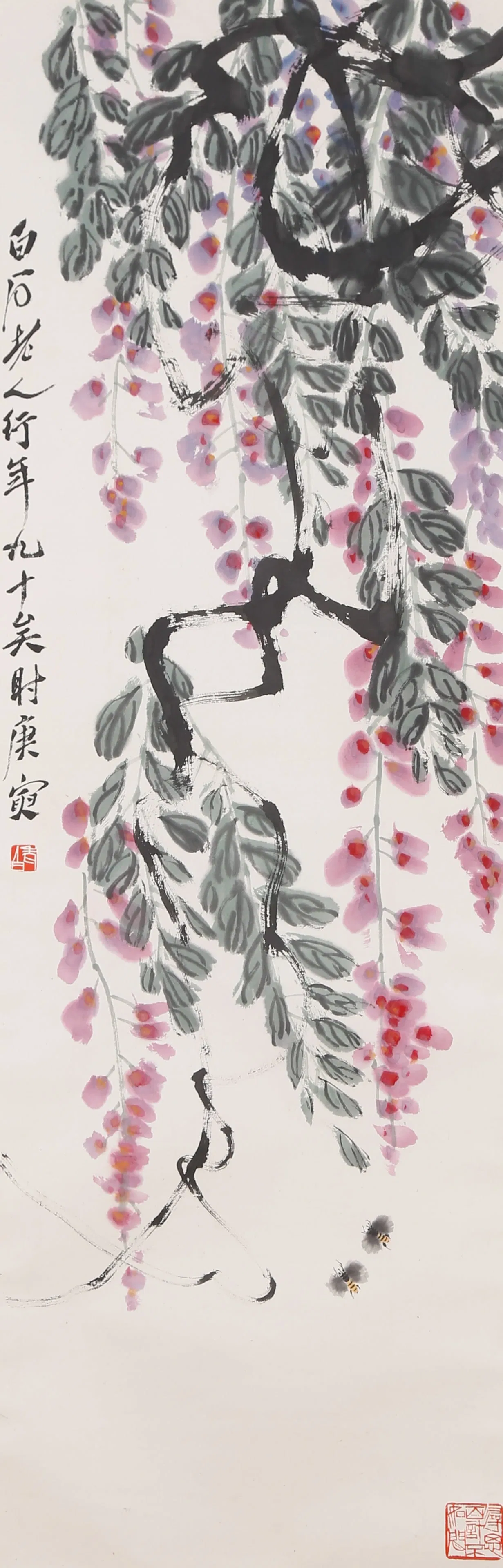 A FLOWER PAINTING ON PAPER BY QI BAISHI.齊白石
