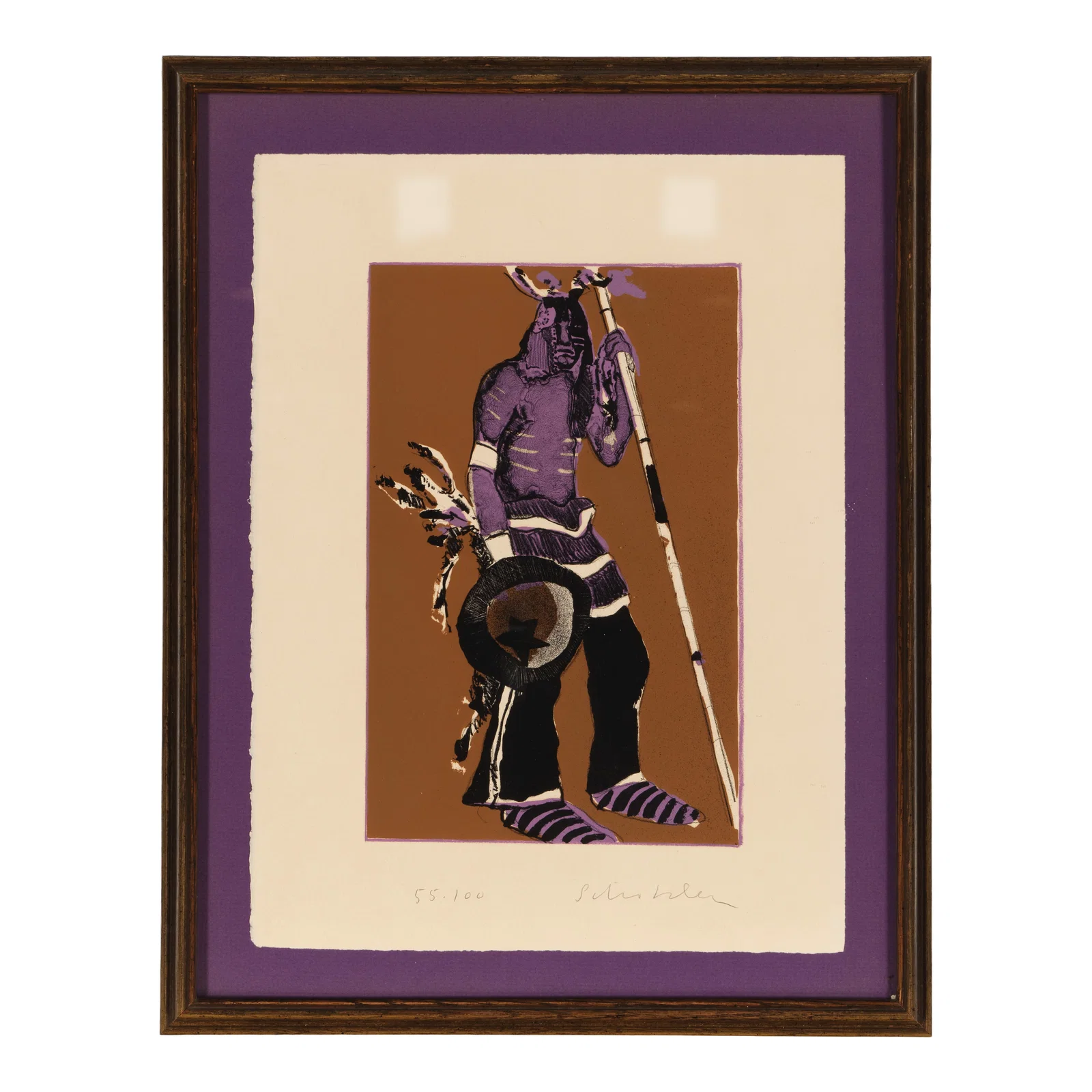 A Fritz Scholder lithograph, 'Indian with Shield' (First State), 1973