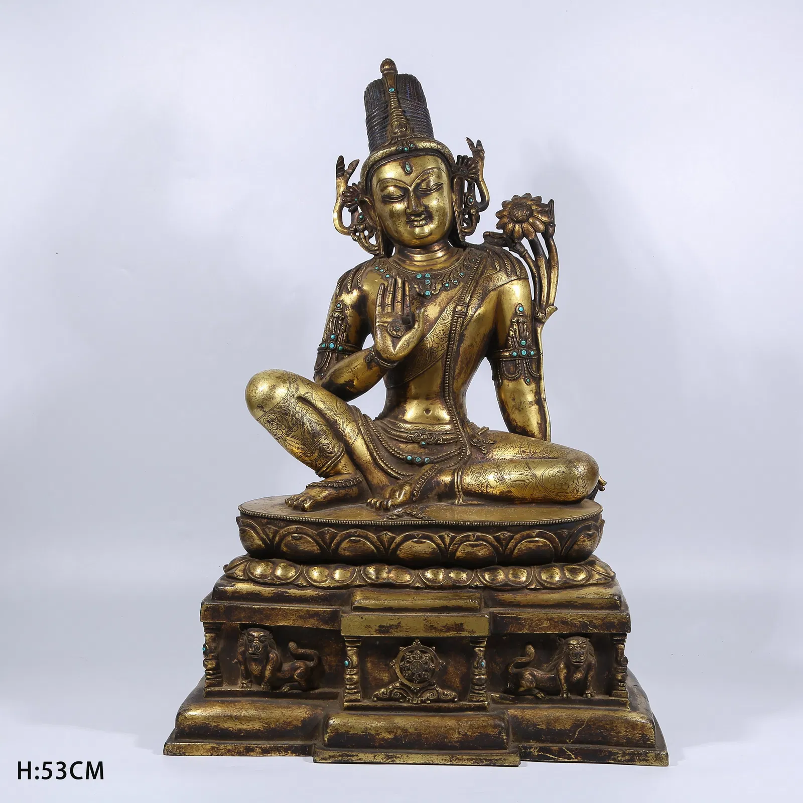 A GILT BRONZE AVALOKITESHVARA STATUE