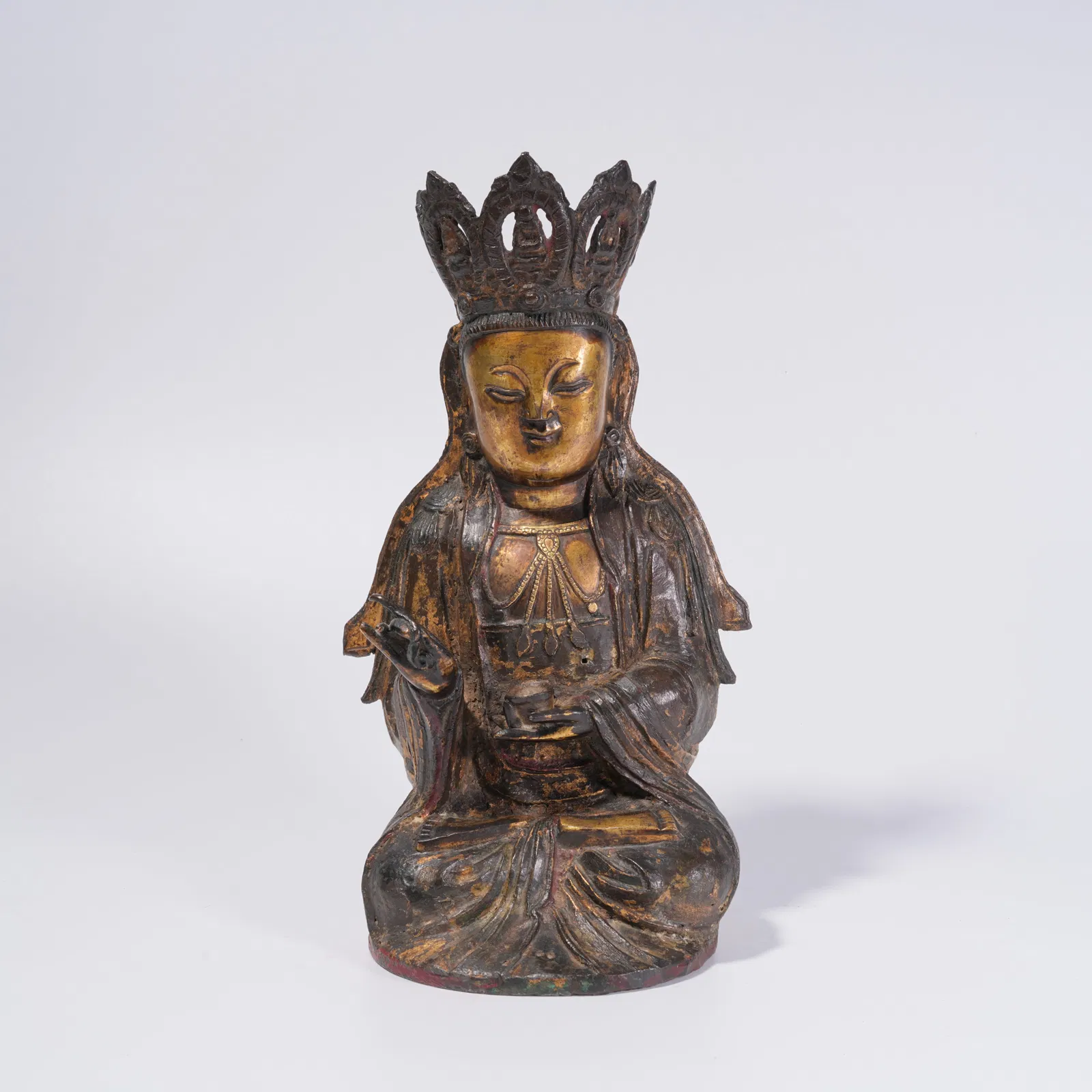 A GILT BRONZE BODHISATTVA STATUE
