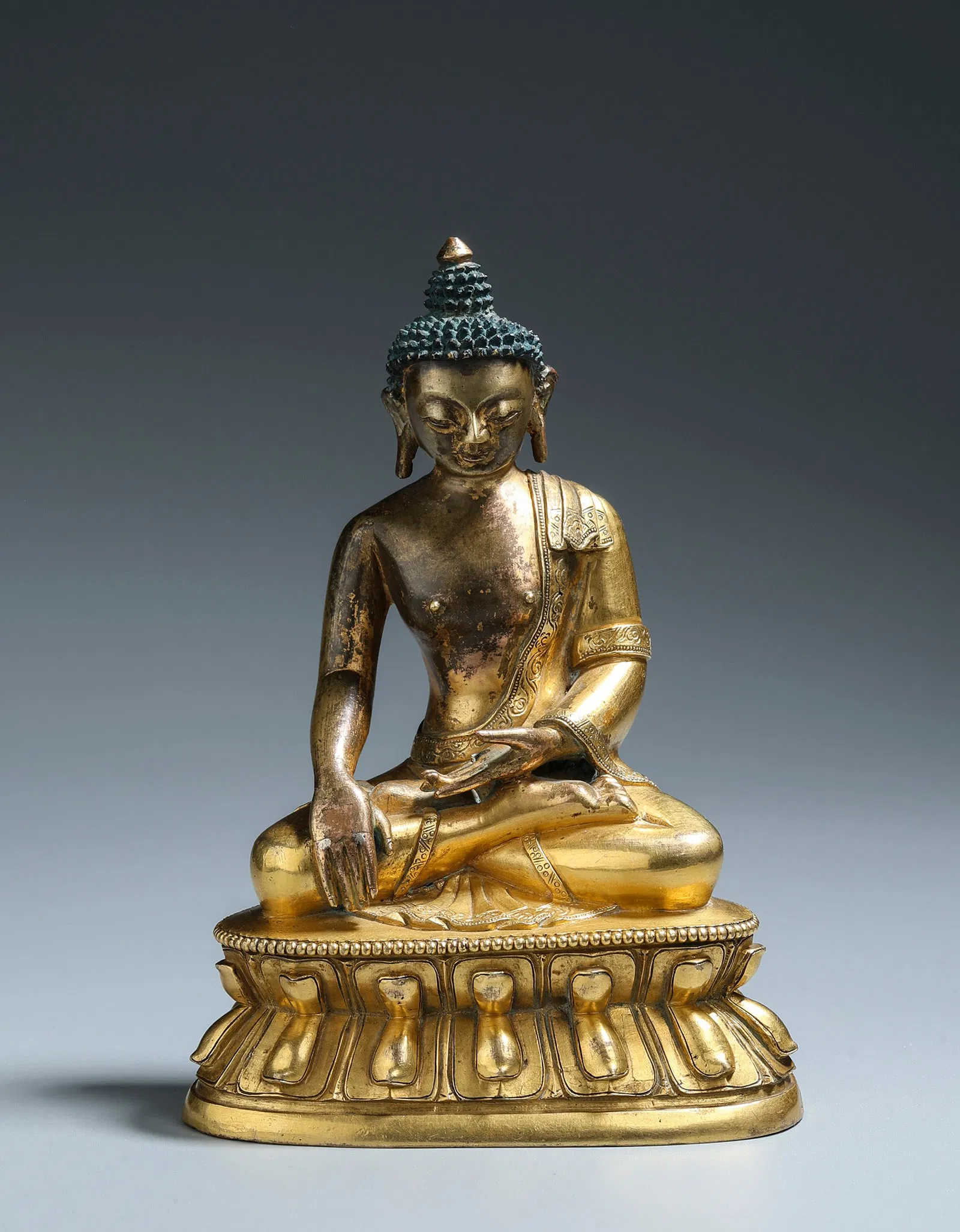 A Gilt Bronze Figure of Buddha Shakyamuni Qing Dynasty 1644-1912