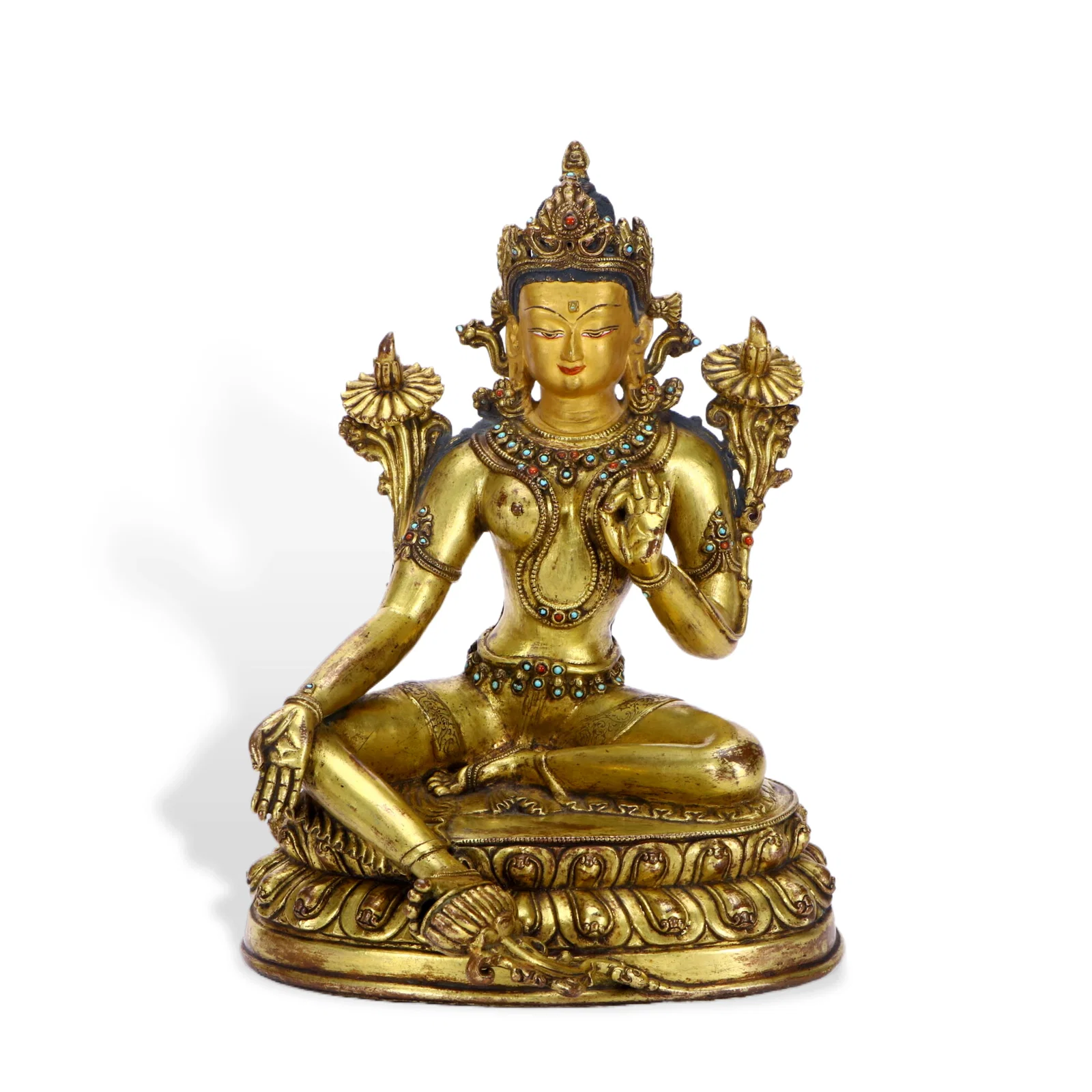A GILT-BRONZE FIGURE OF TARA
