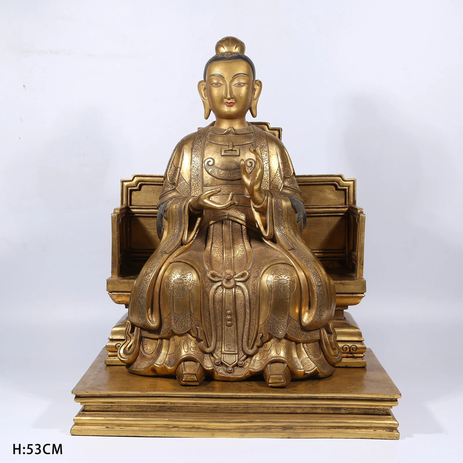 A GILT BRONZE HEAVENLY OFFICIAL STATUE