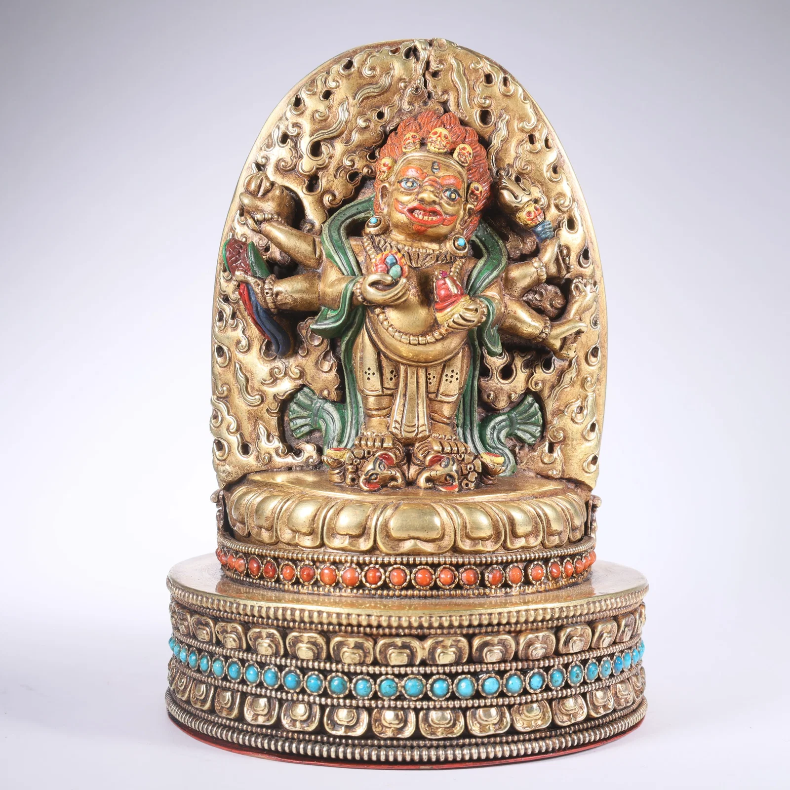 A GILT BRONZE MAHAKALA