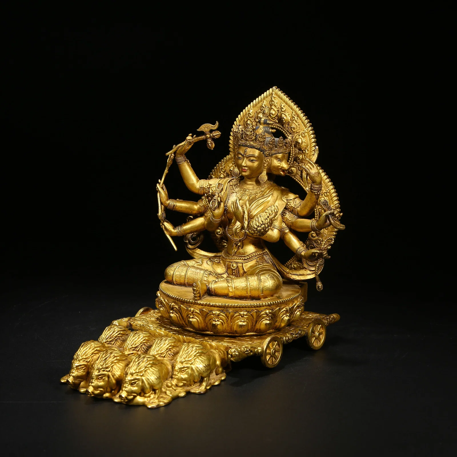 A GILT BRONZE MARICI STATUE