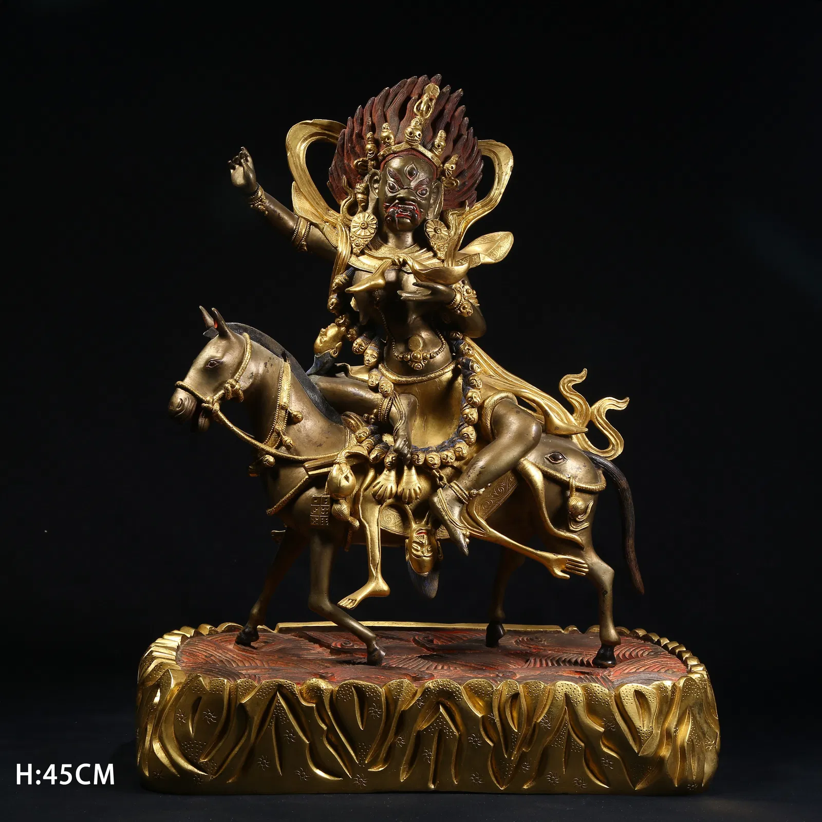 A GILT BRONZE PALDEN LHAMO (GLORIOUS GODDESS) STATUE