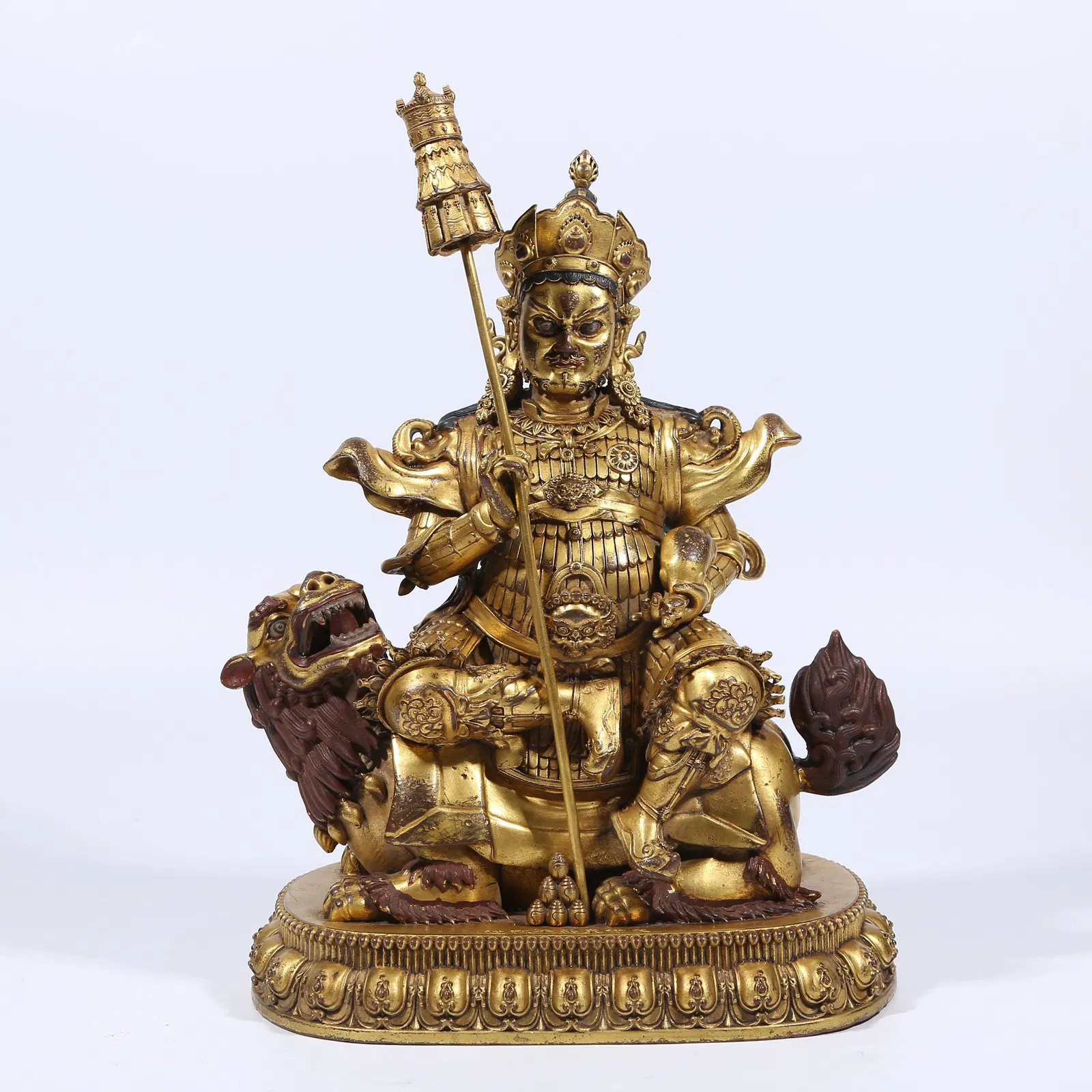 A GILT BRONZE WEALTH KING STATUE