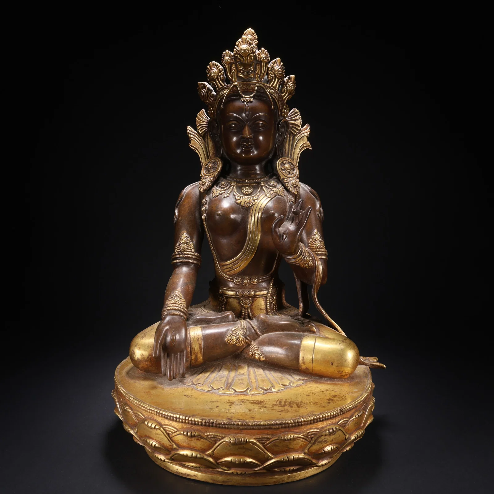 A GILT-COPPER WHITE TARA FIGURE