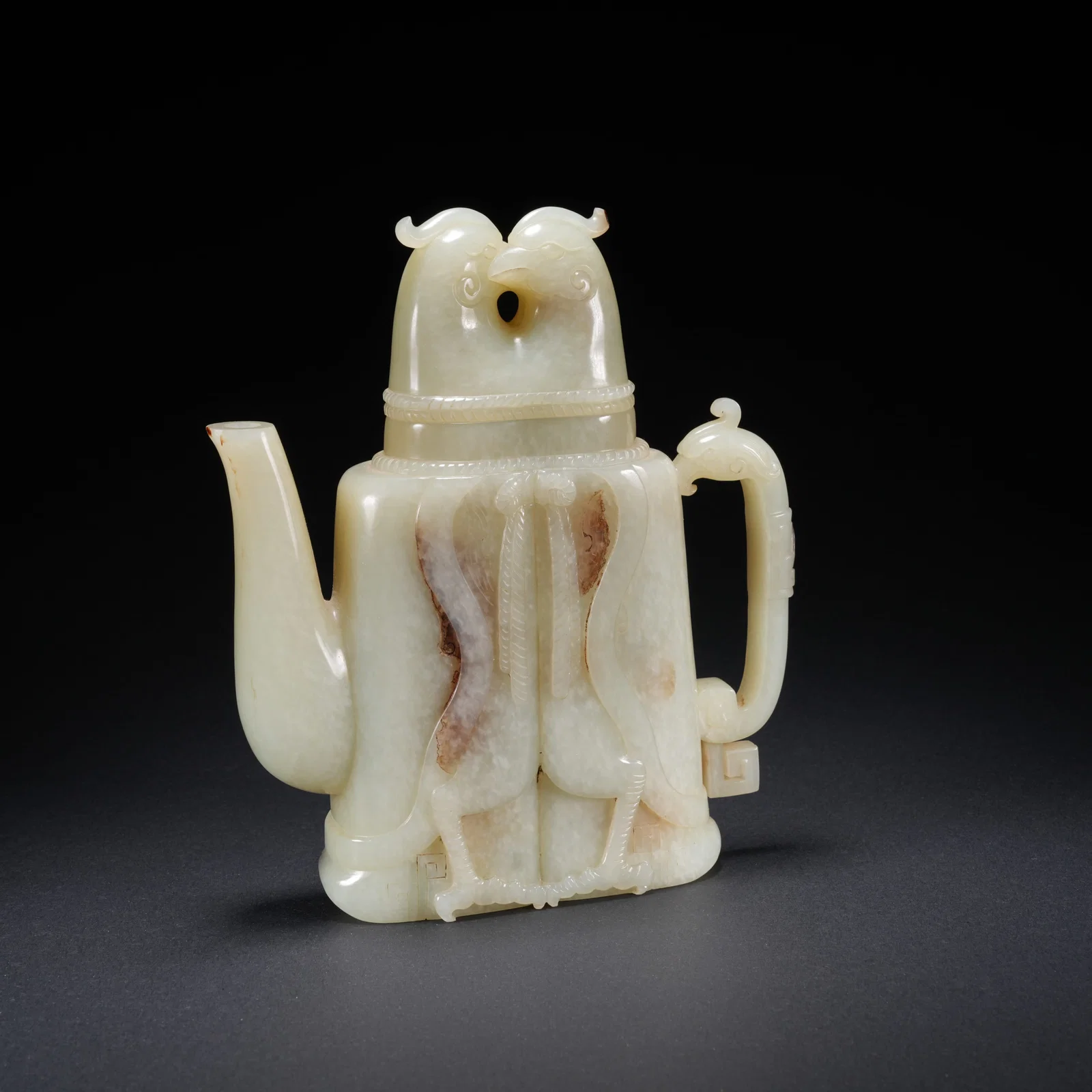 A HETIAN JADE EWER WITH DOUBLE-PHOENIX FINIAL