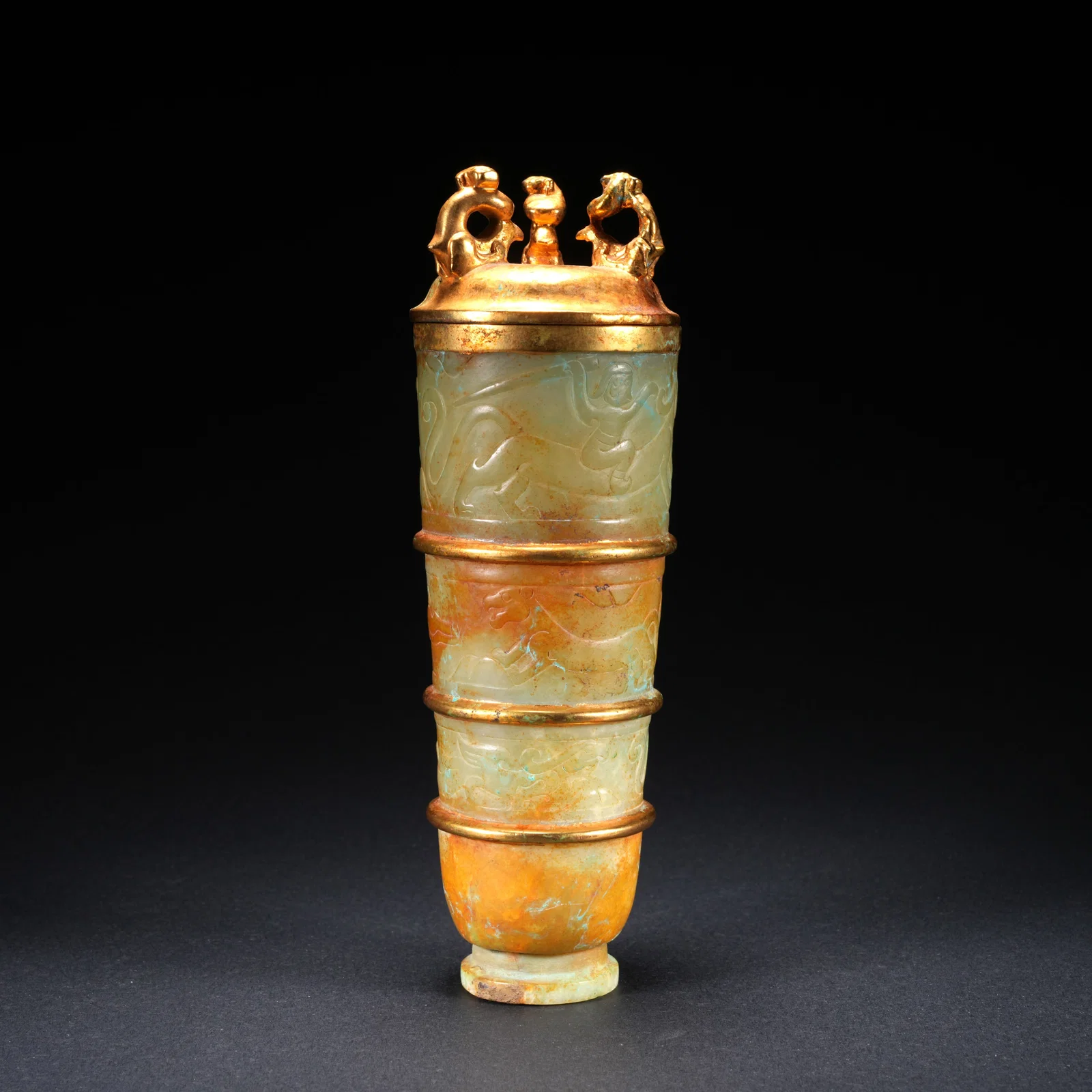 A HETIAN JADE GILT-COVERED CUP