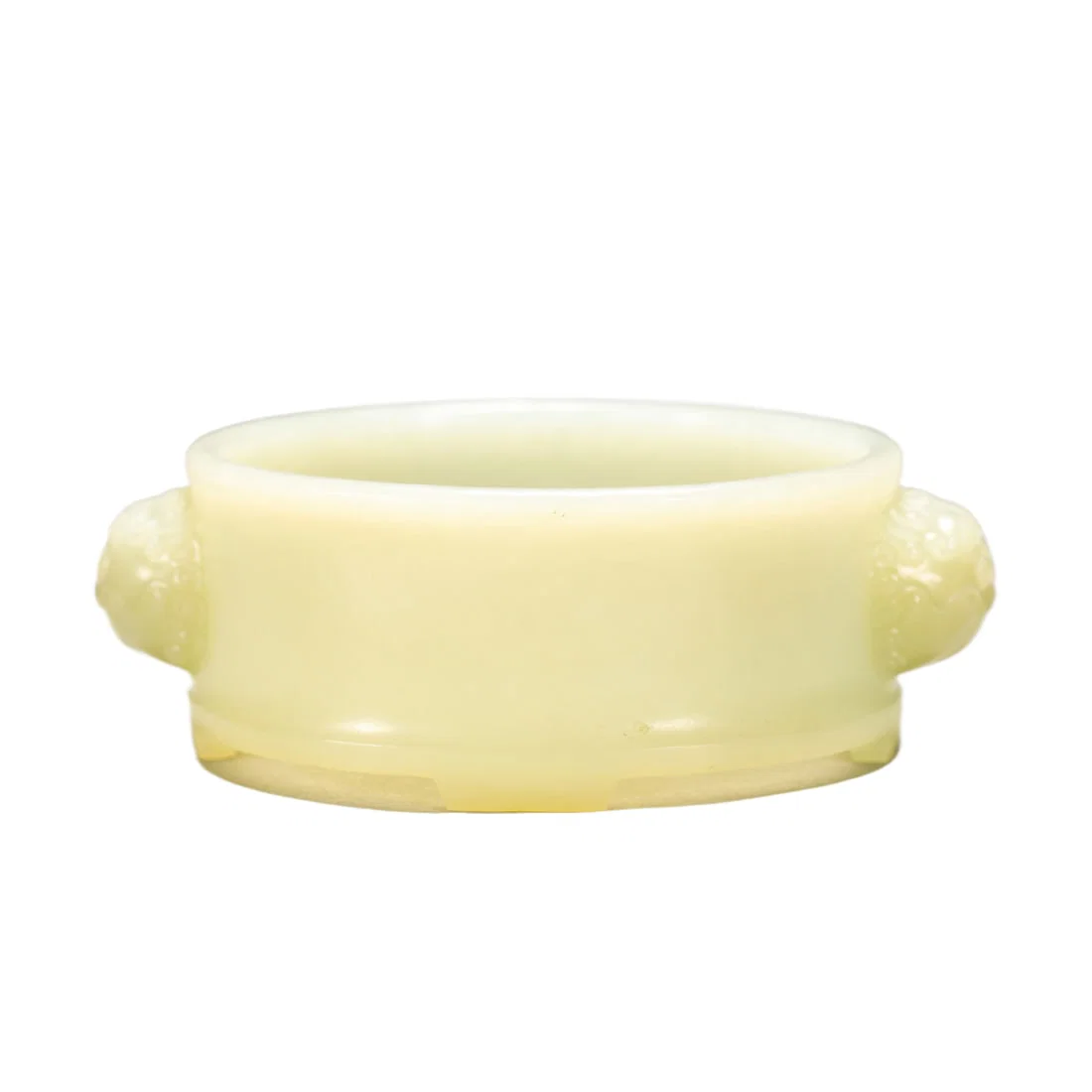 A Hetian jade lion ear furnace from the Qing Dynasty