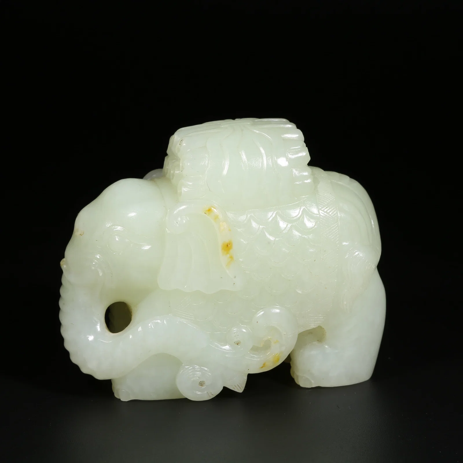 A HETIAN JADE "PEACE AND PROSPERITY WITH ELEPHANT" ORNAMENT