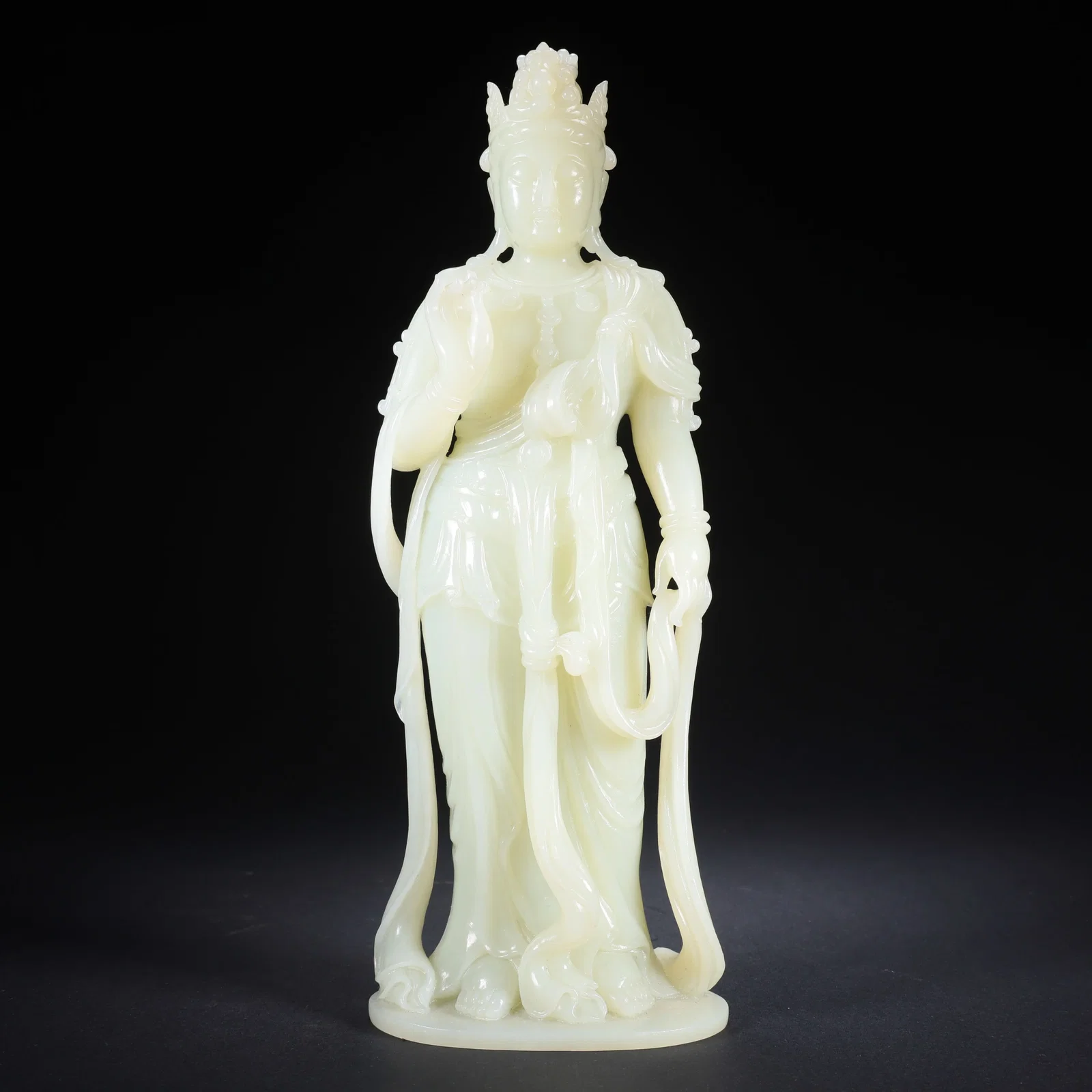 A HETIAN JADE STANDING GUANYIN