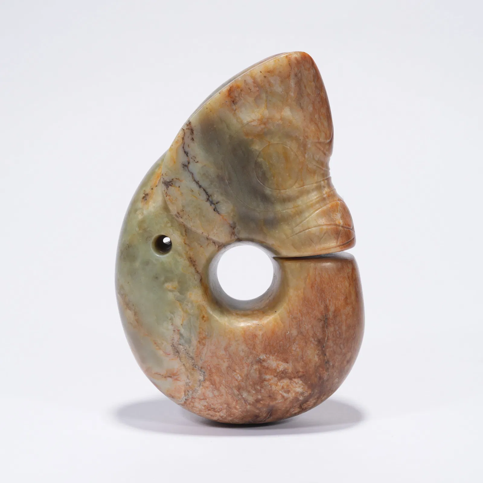 A HONGSHAN JADE CARVED PIG-DRAGON