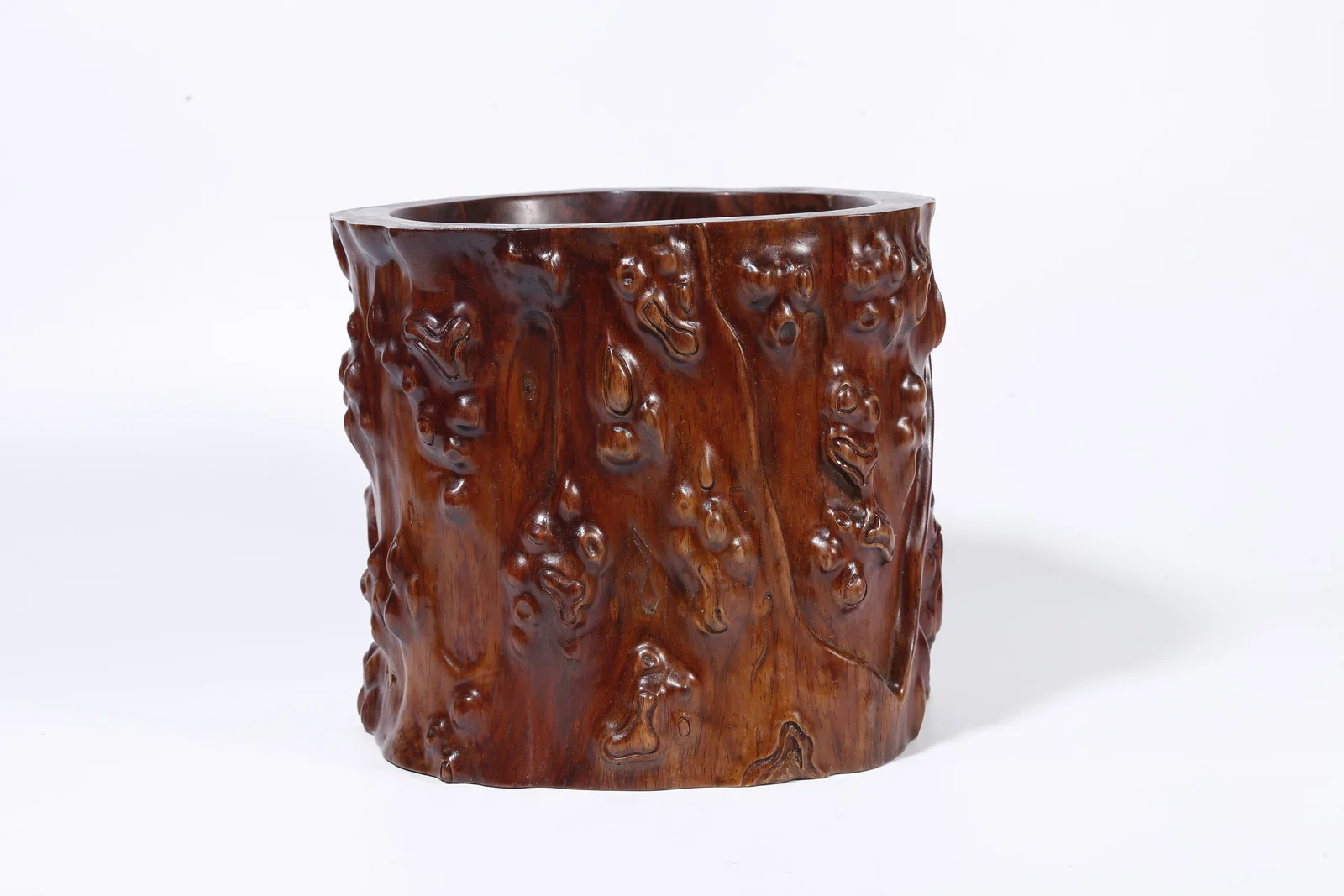 A HUANGHUALI BURL WOOD BRUSH POT