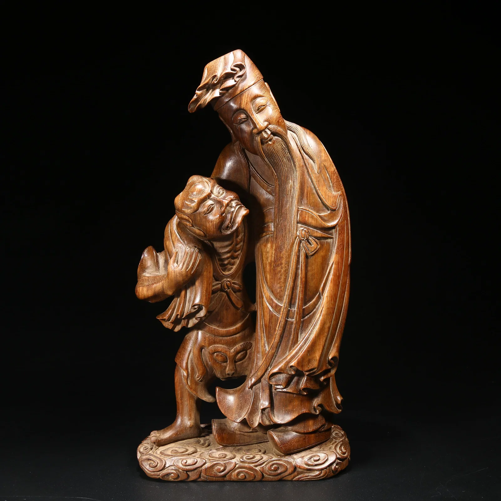 A HUANGHUALI FIGURE OF LÜ DONGBIN AND THE WILLOW SPIRIT