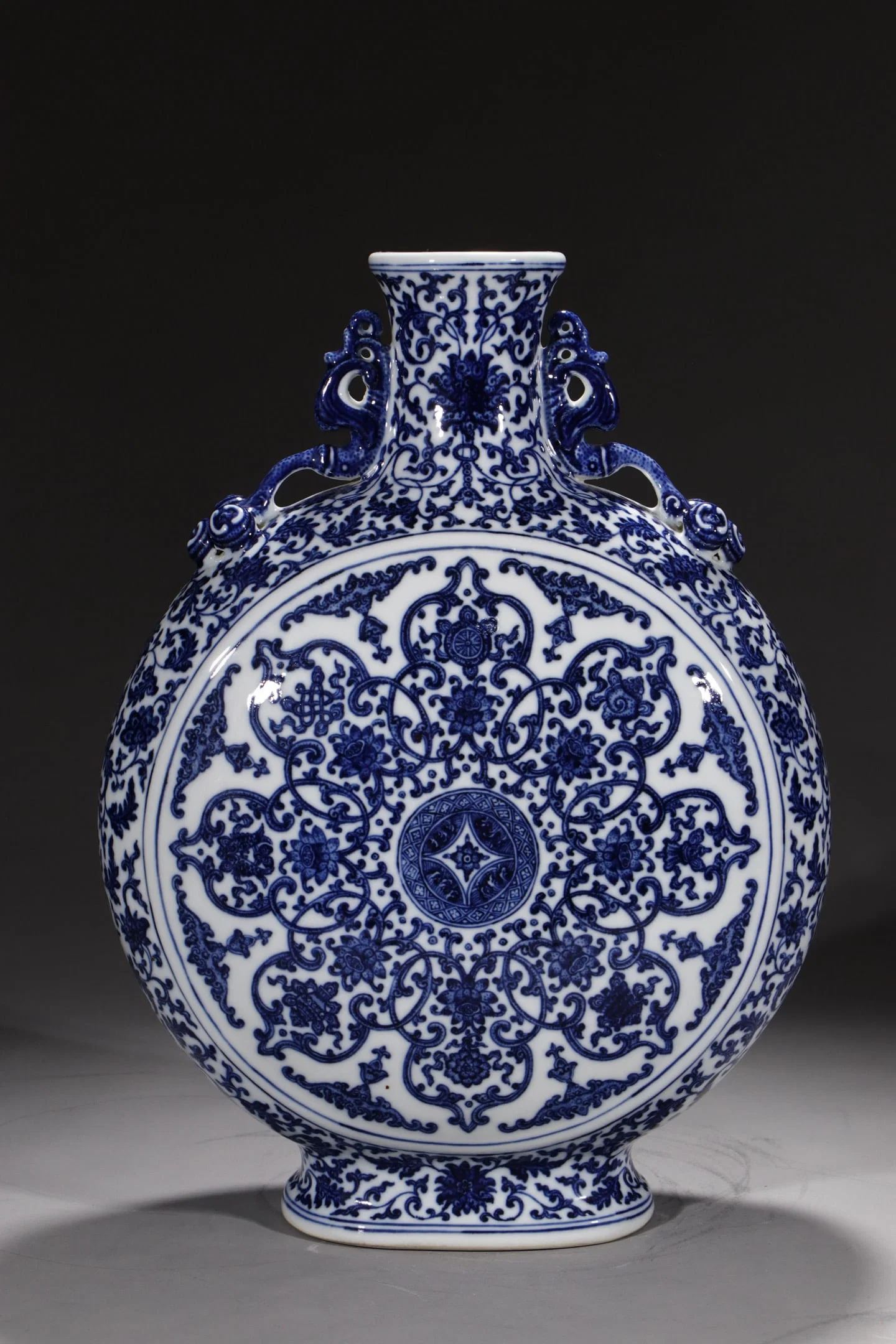 A Huge Blue and White Lotus Pattern Double-Ears Vase