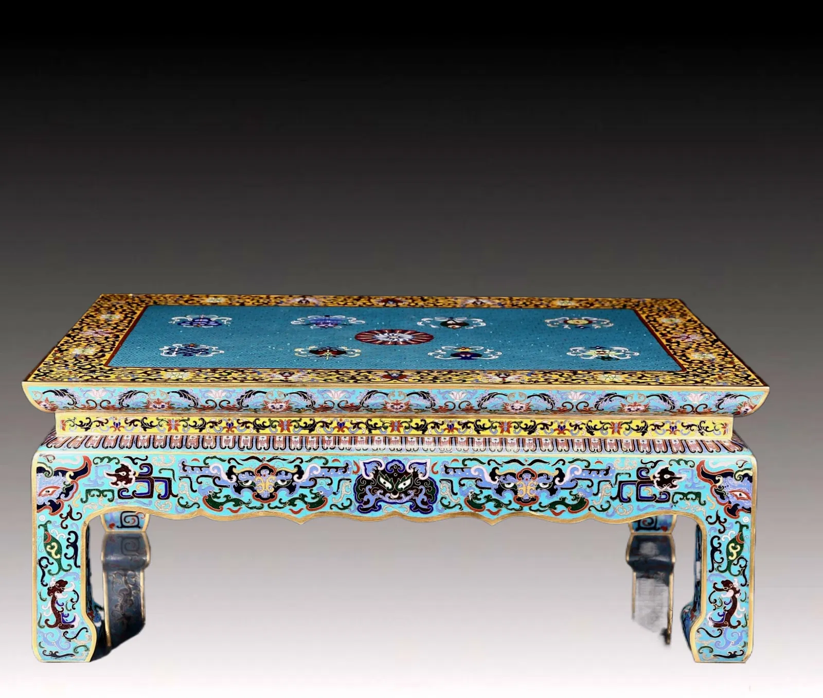 A Huge Cloisonne Beast-Face and Eight Treasures Pattern Table