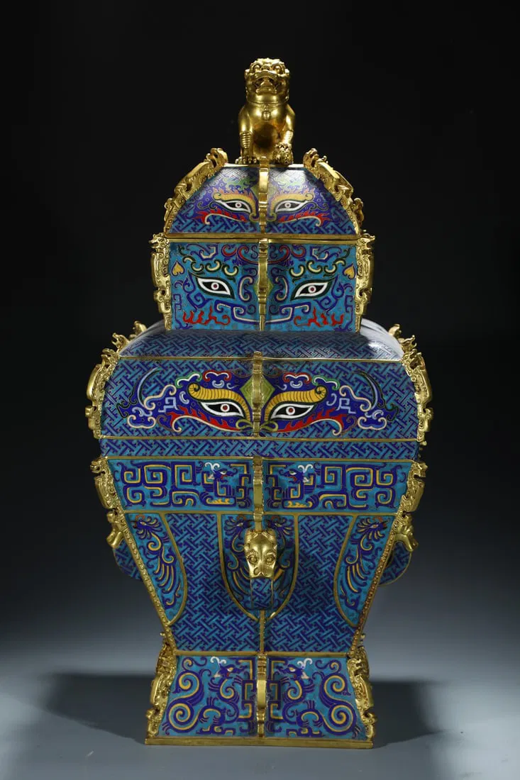 A Huge Cloisonne Enamel Beast-Face Pattern Cover Jar