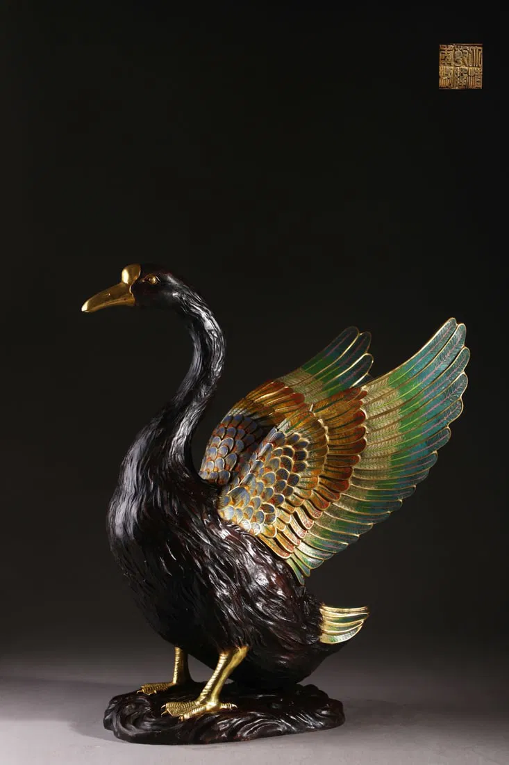 A Huge Cloisonne Enamel Goose Ornament