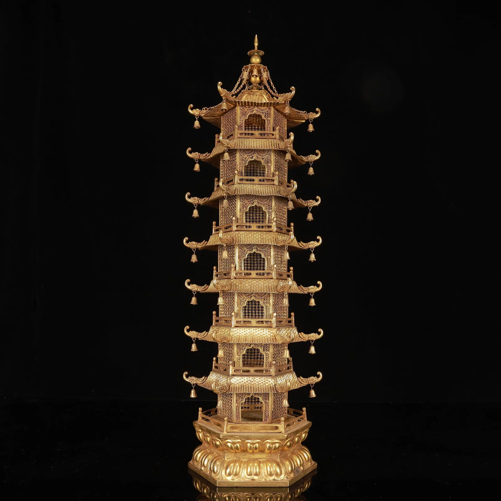 A Huge Cloisonne Gilt Tower