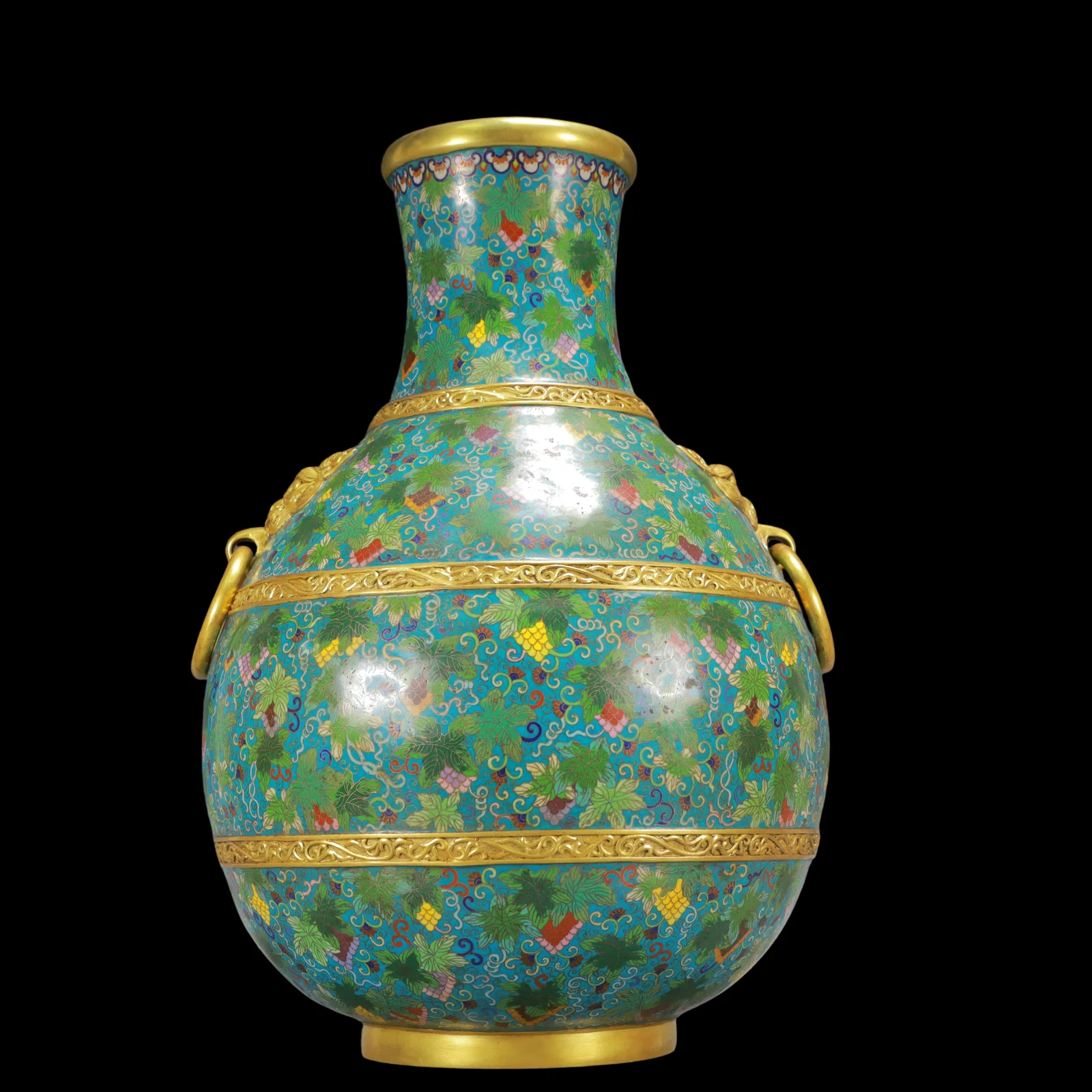 A Huge Cloisonne Grapes Pattern Double-Ears Vase