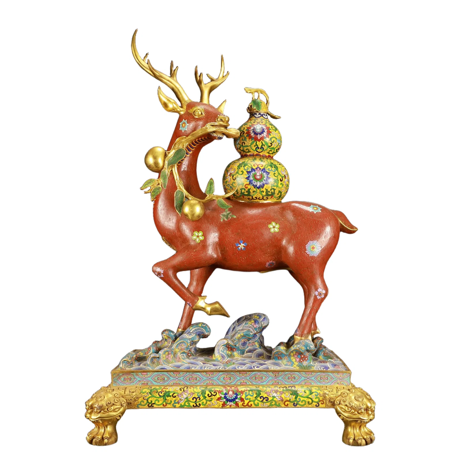 A Huge Cloisonne Lotus Pattern Deer-Shaped Censer
