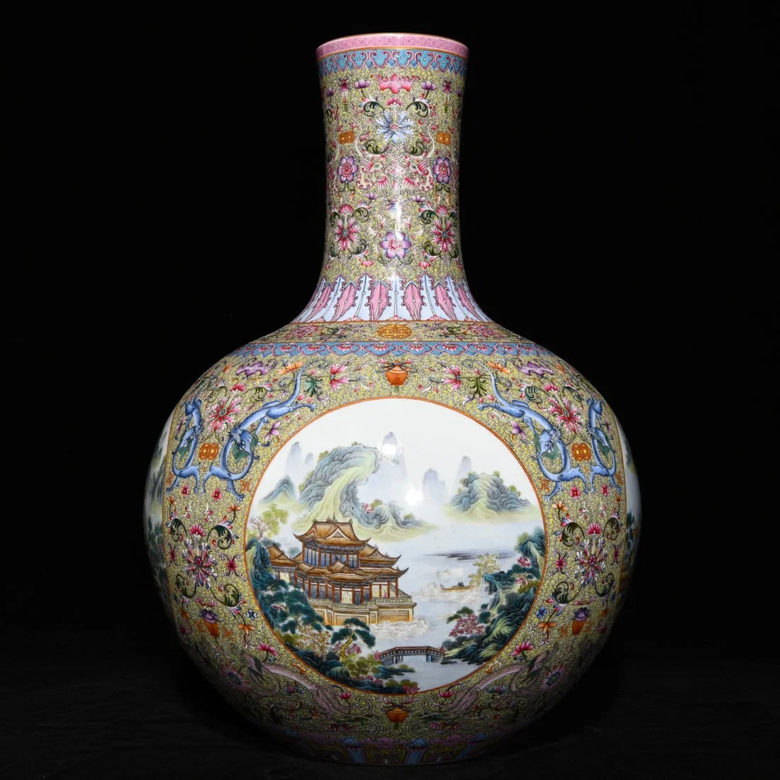 A Huge Enamel Landscape Pattern Vase