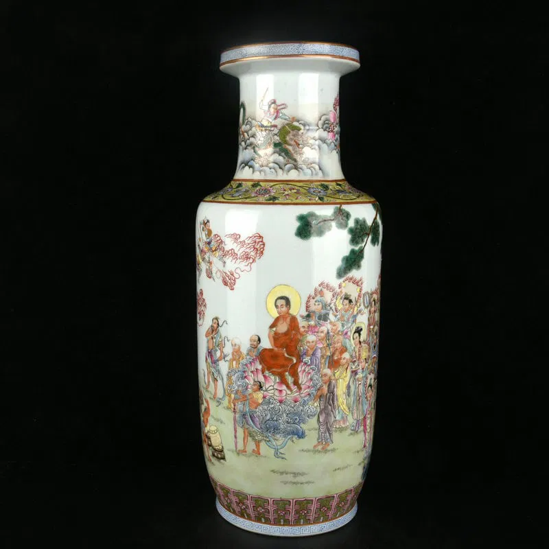 A Huge Enamel Painted Gold Figure and Story Pattern Vase