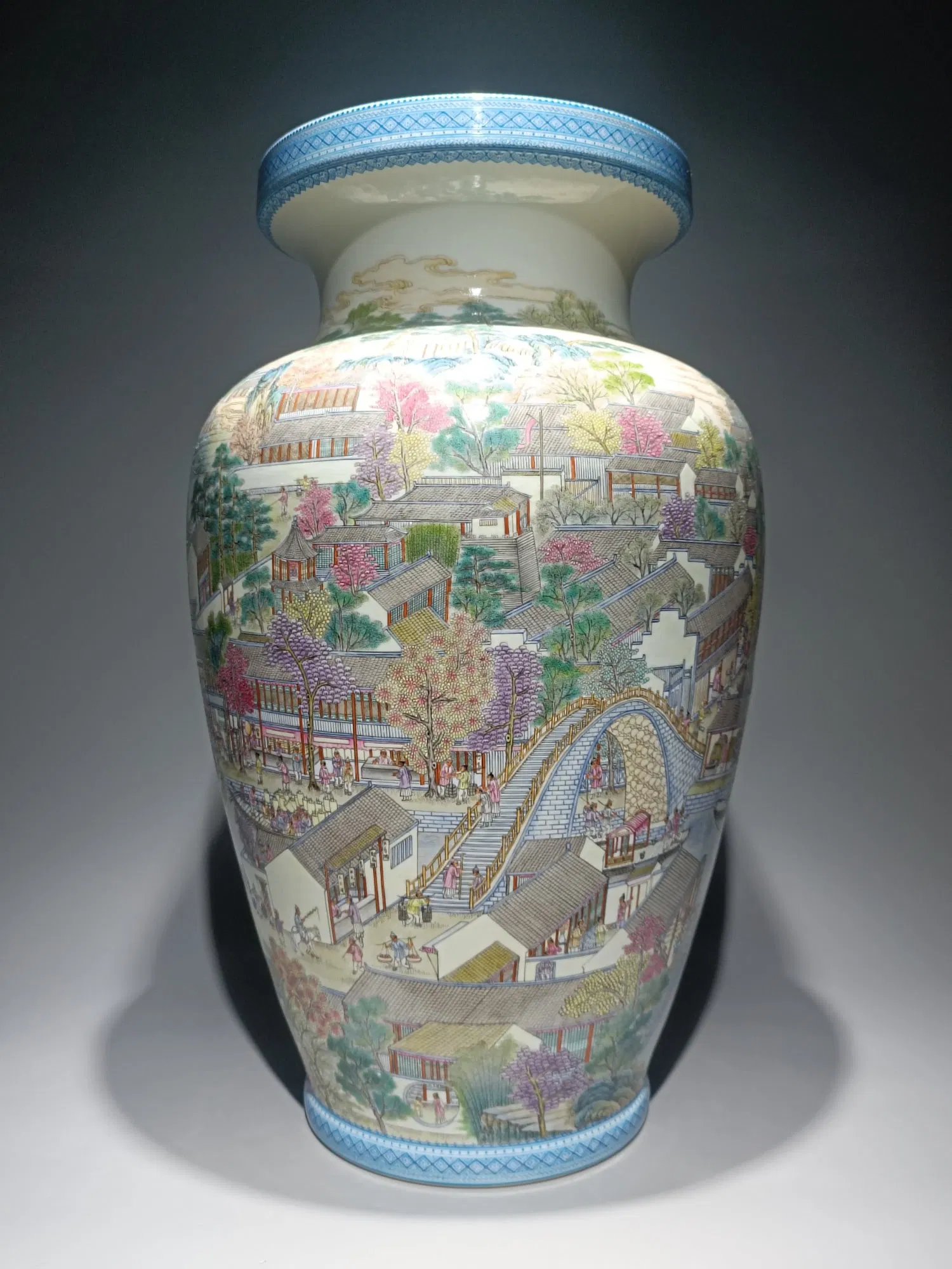 A Huge Famille-Rose Landscape and Figure Pattern Vase
