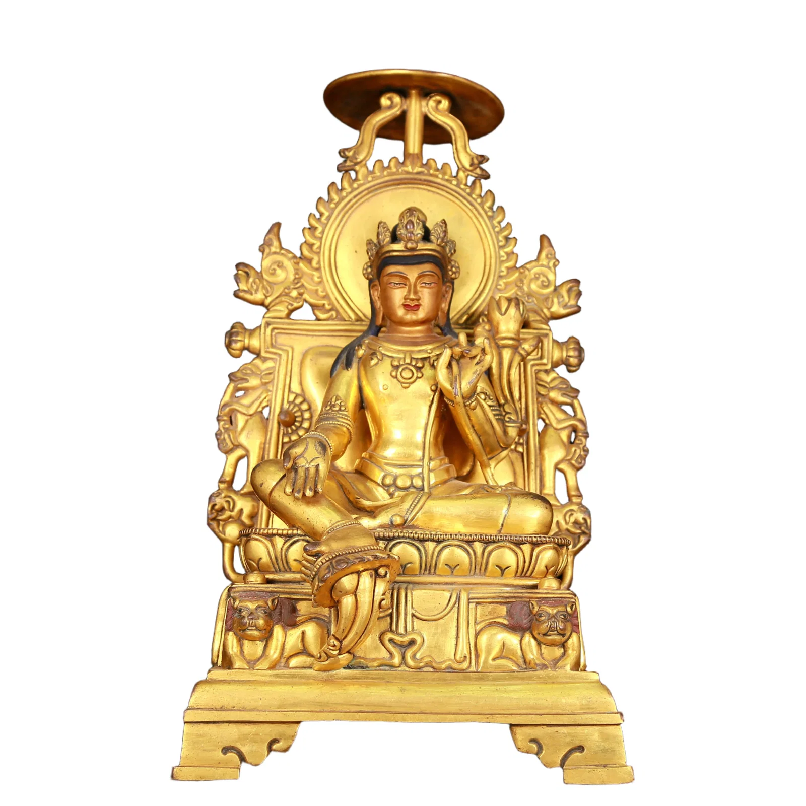 A huge gilt-bronze green Tara statue